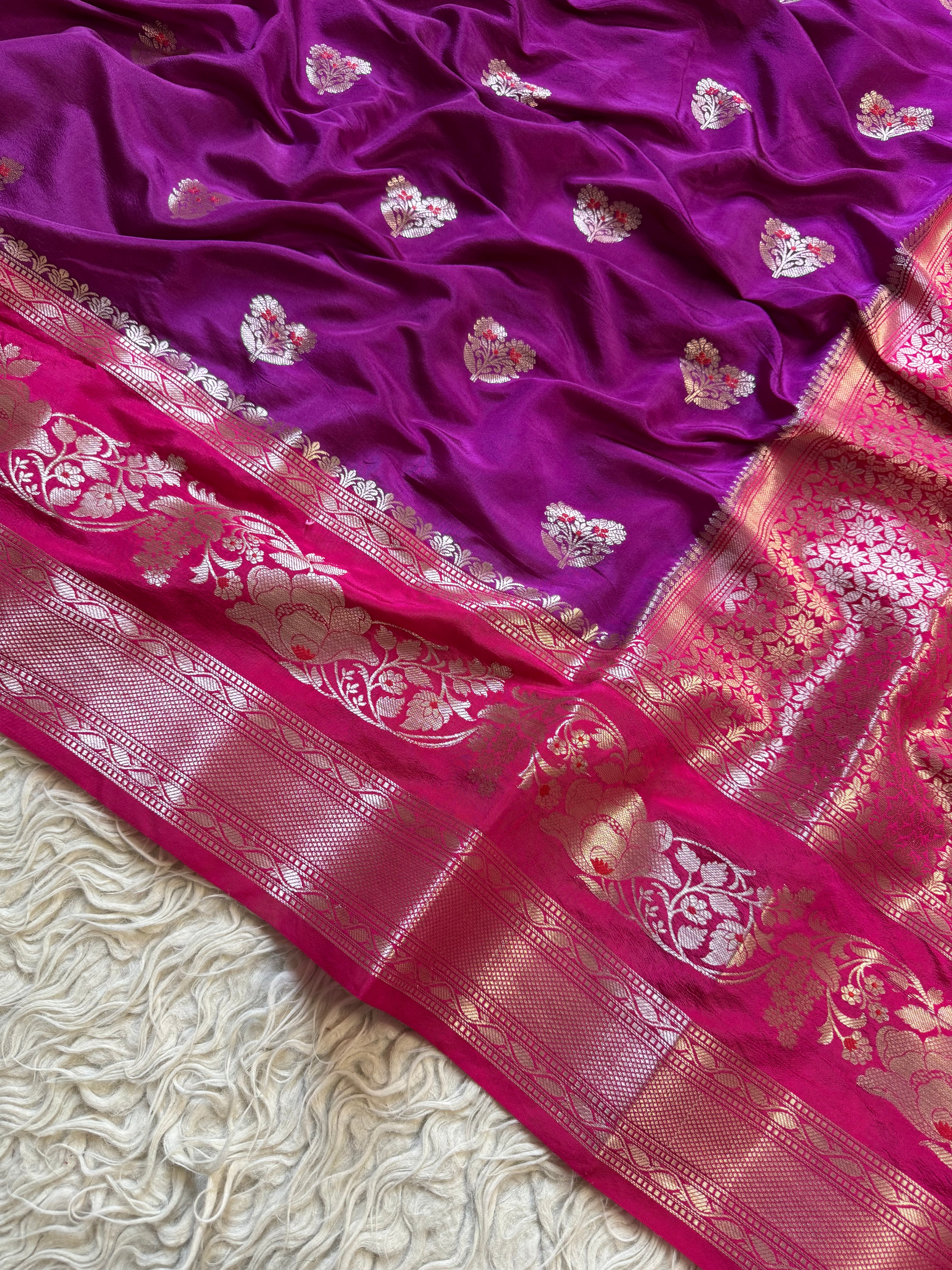 Butter Silk Banarasi Saree with minakari buti and border