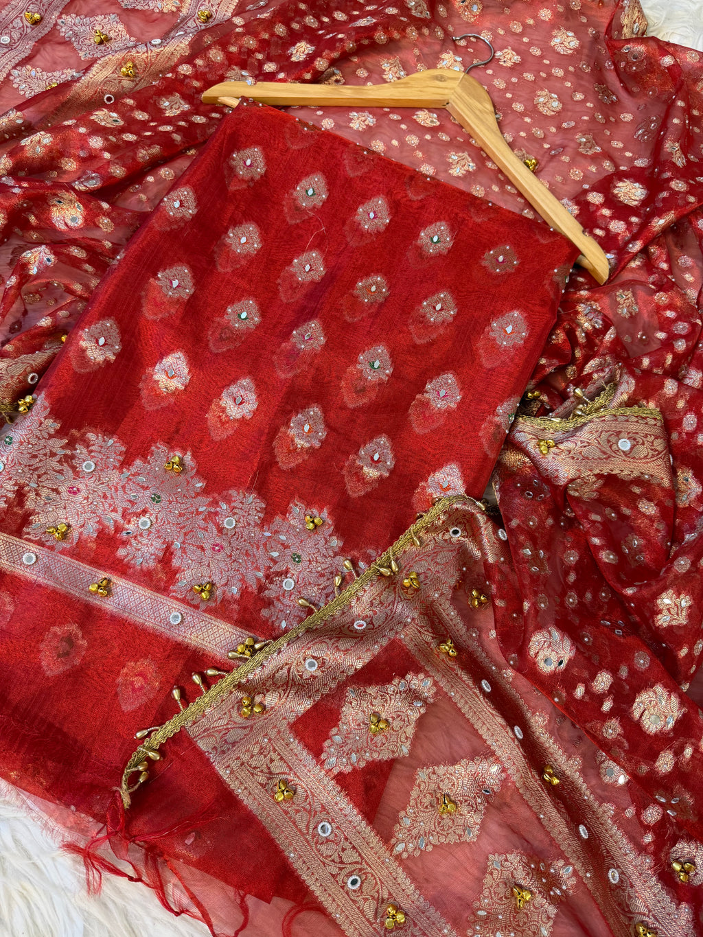 Banarasi tissue suit with Ghungroo work