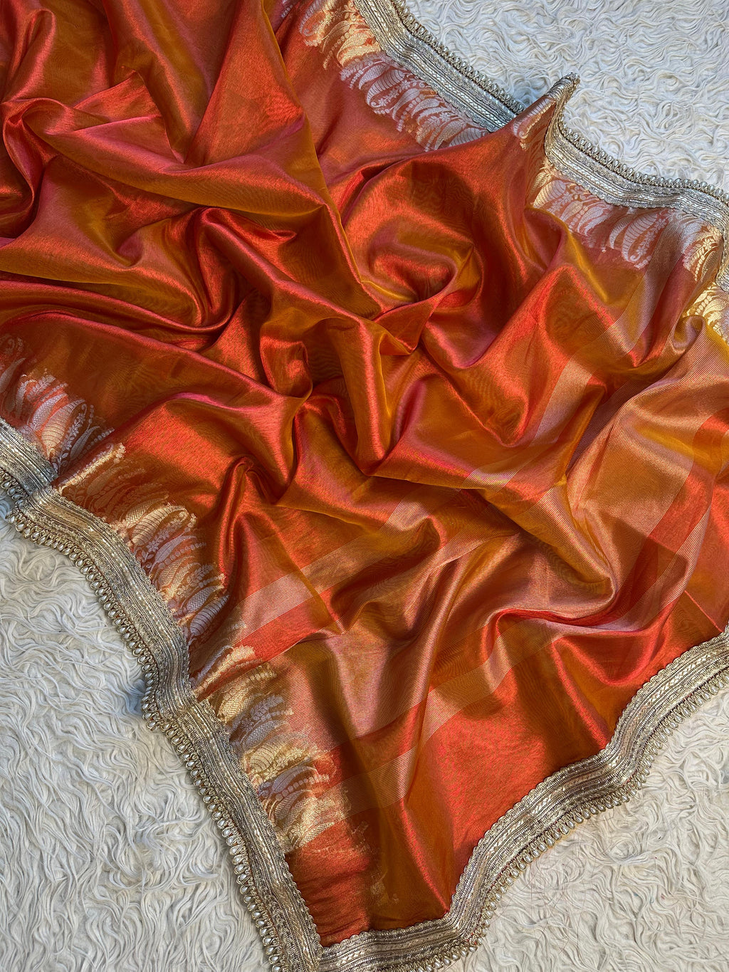 Designer Tissue Saree with Gotta Patti Lace work on Border