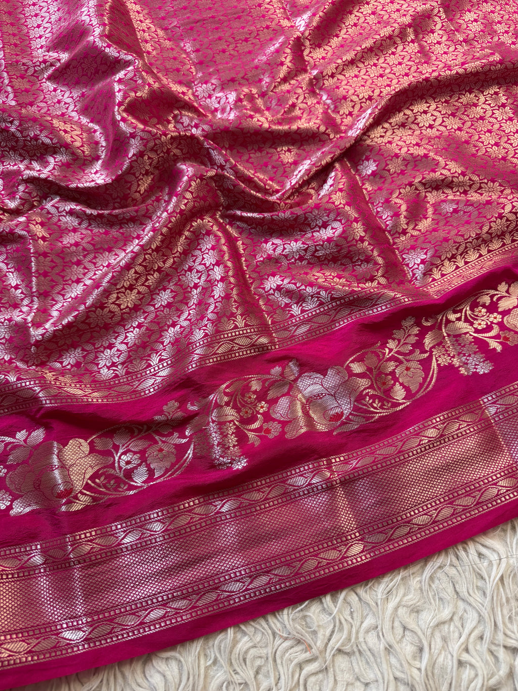 Butter Silk Banarasi Saree with minakari buti and border
