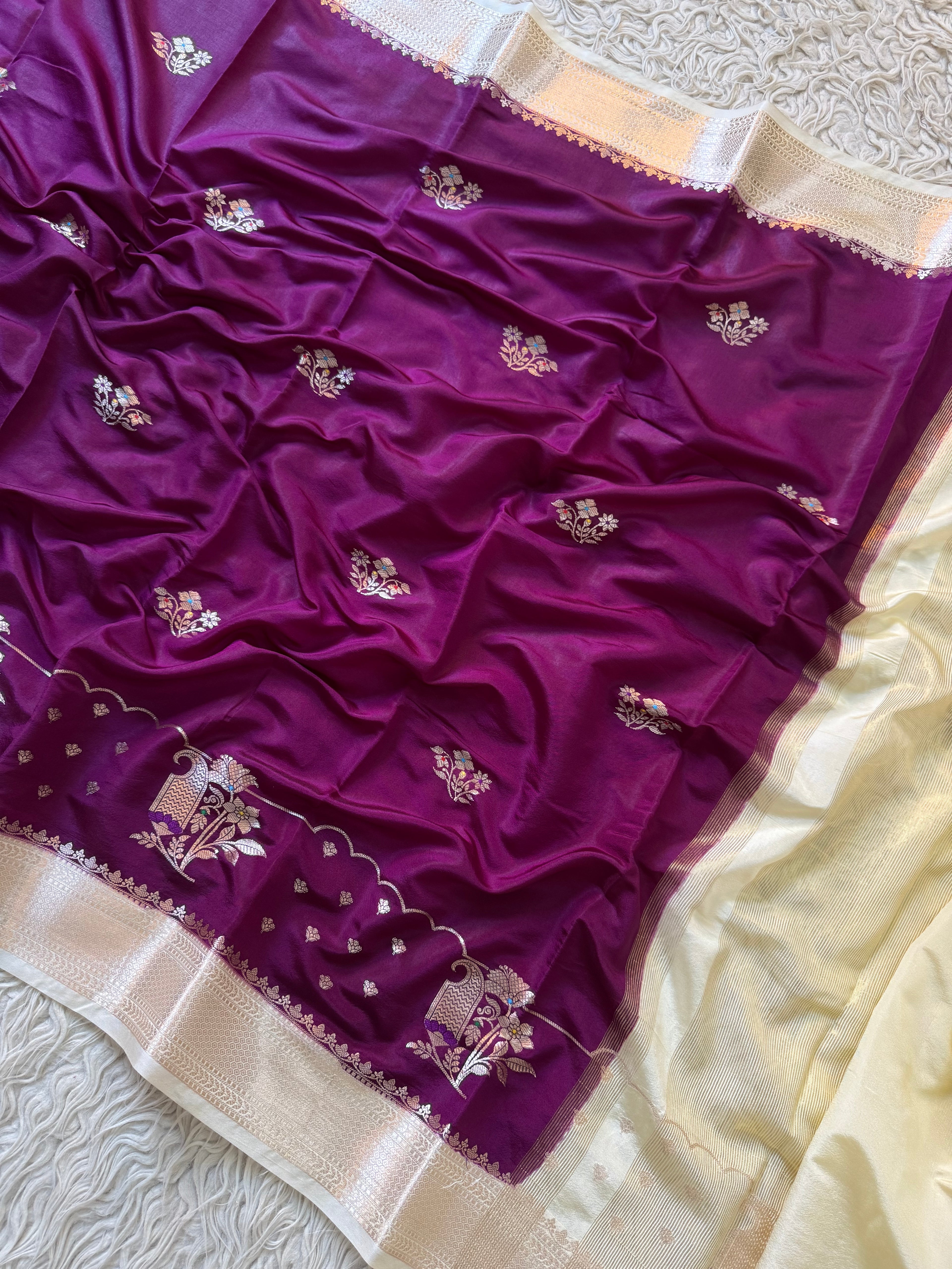 Butter Silk Banarasi Saree with minakari buti and border