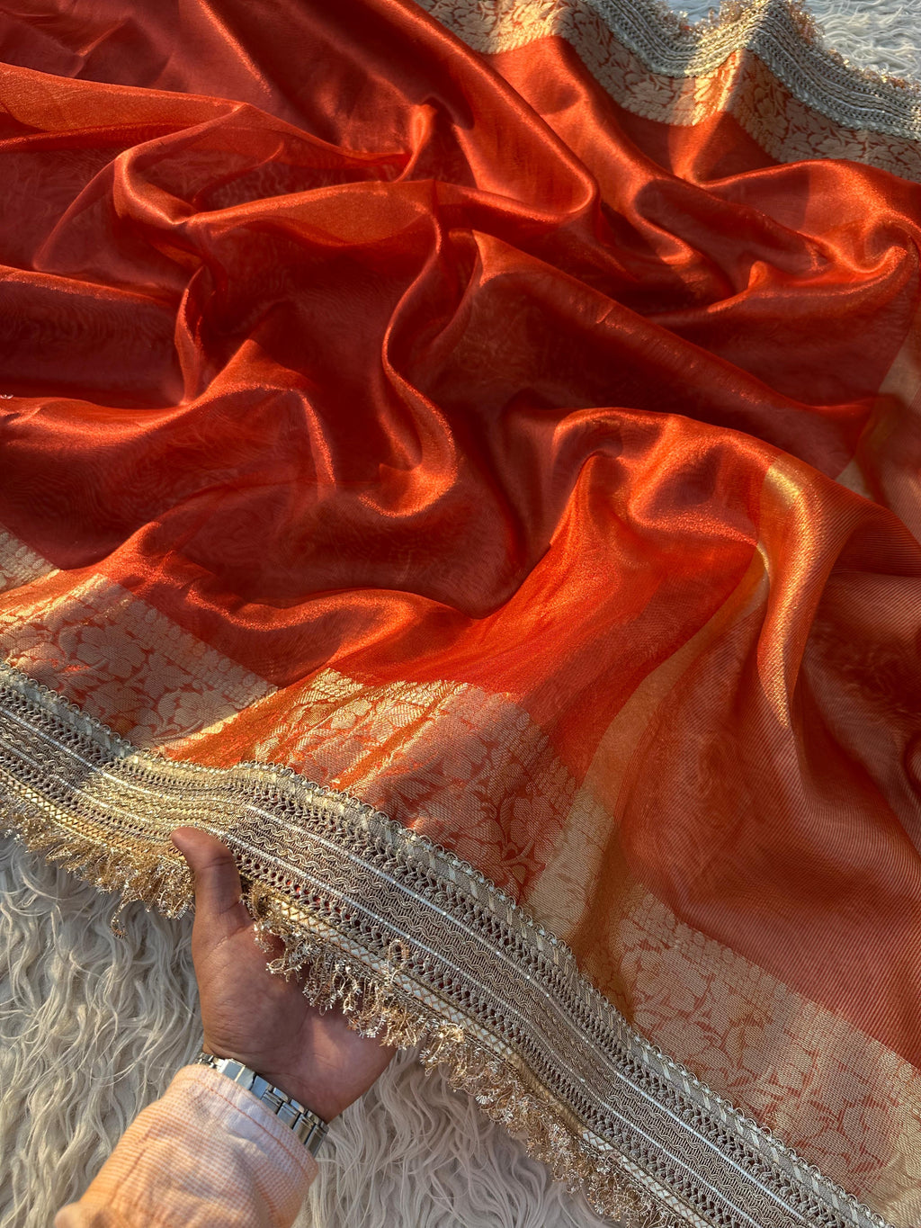 Maharani Tissue Saree with Gotta Patti Lace work on Border