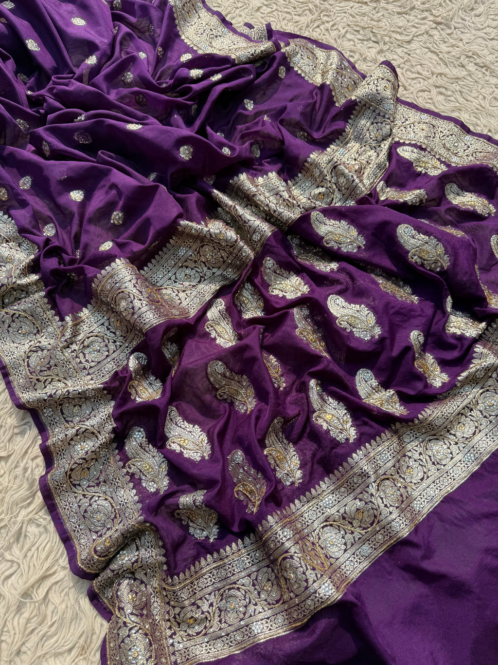 Aishwarya X Madhuri Georgette Designer Saree with cutdana handwork