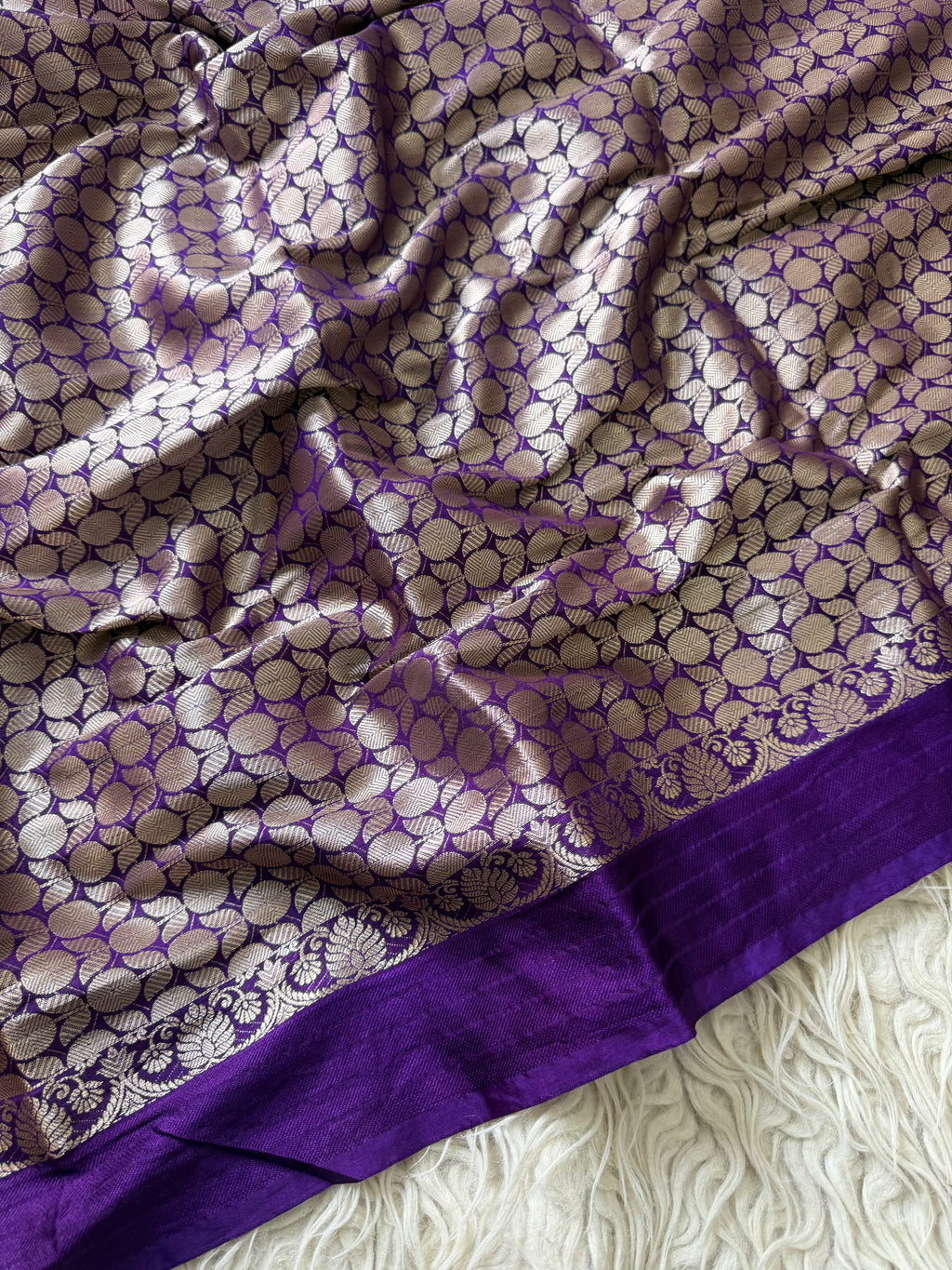 Banarasi Jaal Katan Silk Saree with Satin Patta