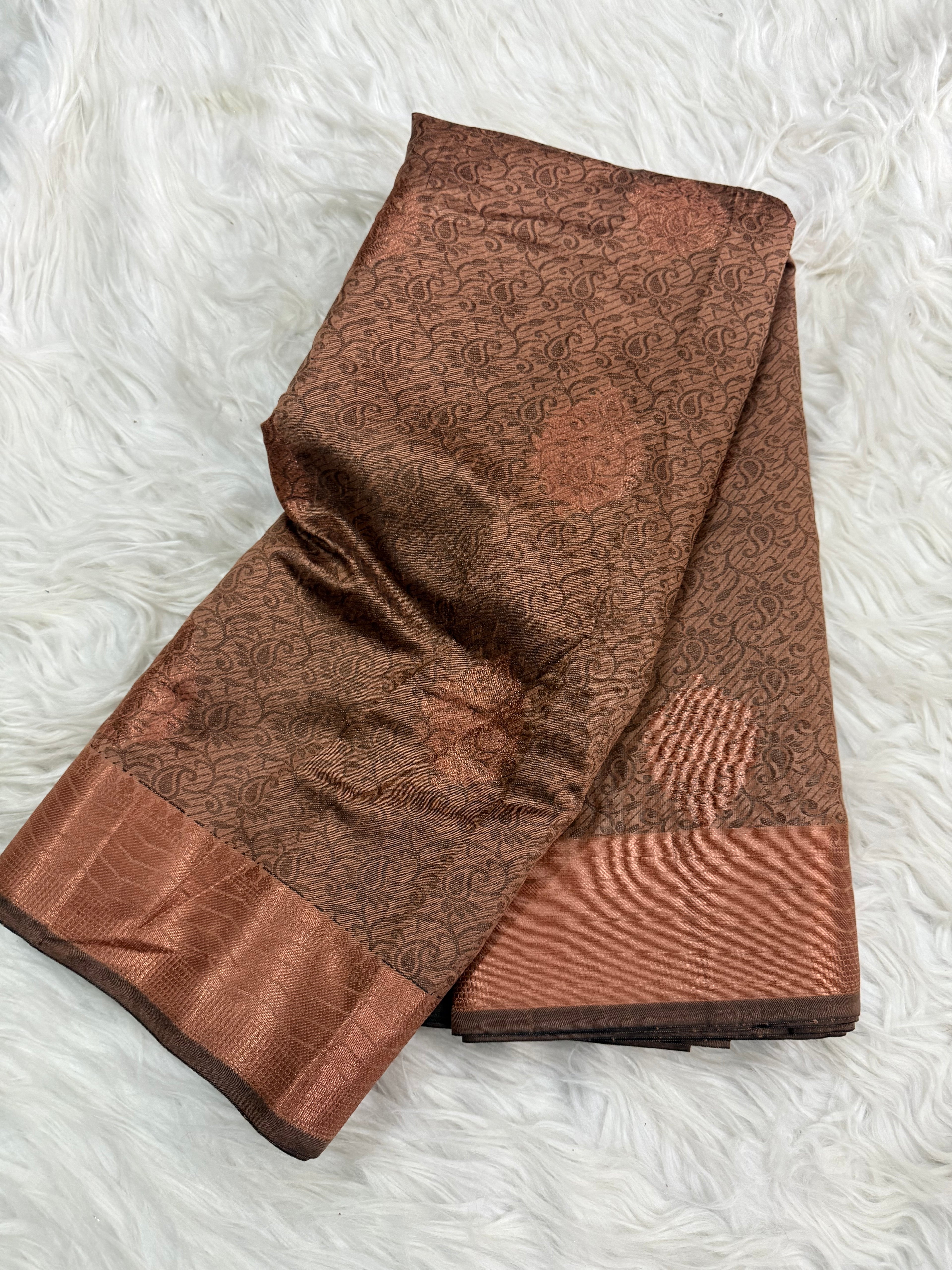 Brown copper zari tanchui Saree