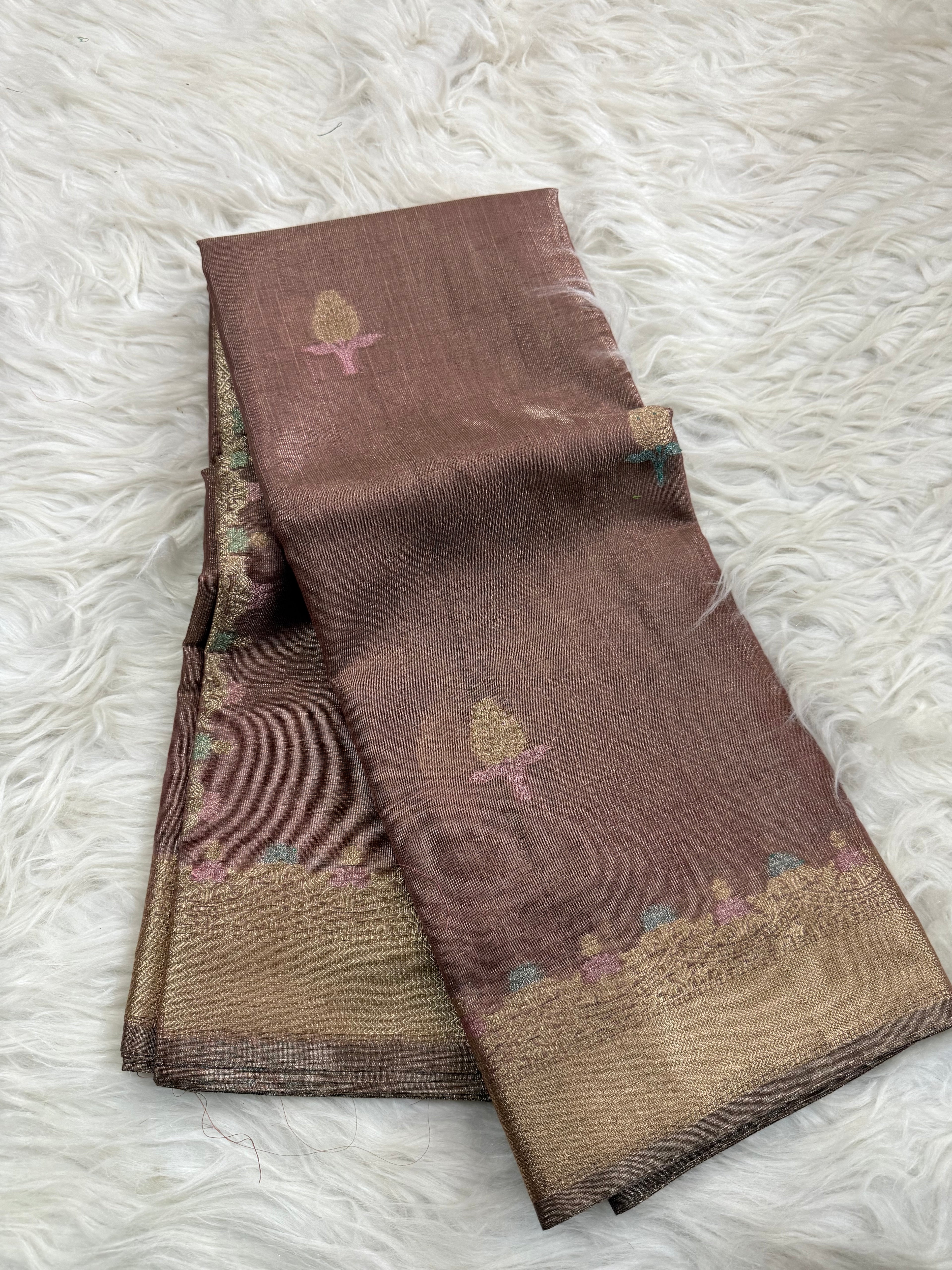 Linen Tissue Multi Meenakari Saree