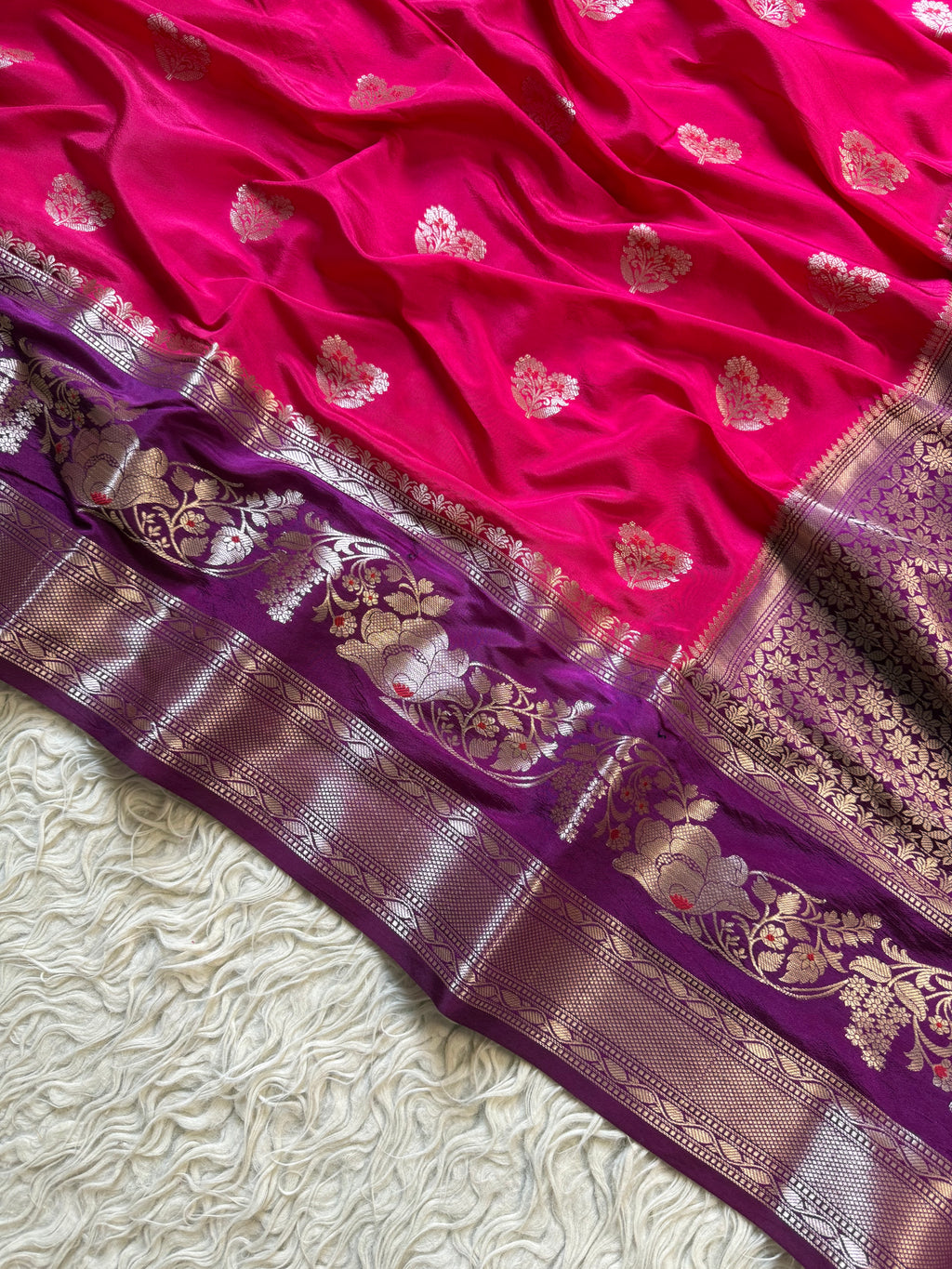 Butter Silk Banarasi Saree with minakari buti and border