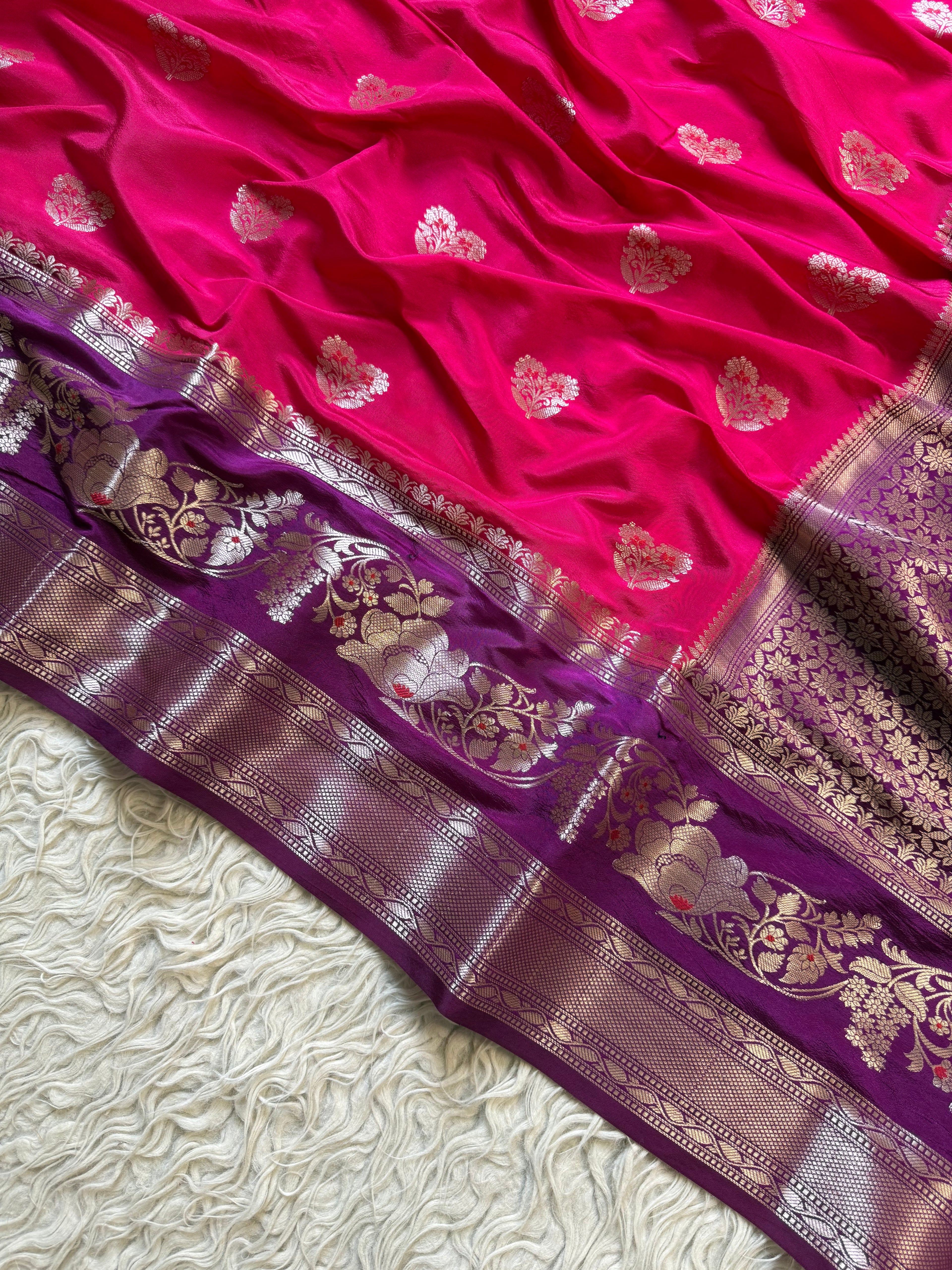 Butter Silk Banarasi Saree with minakari buti and border