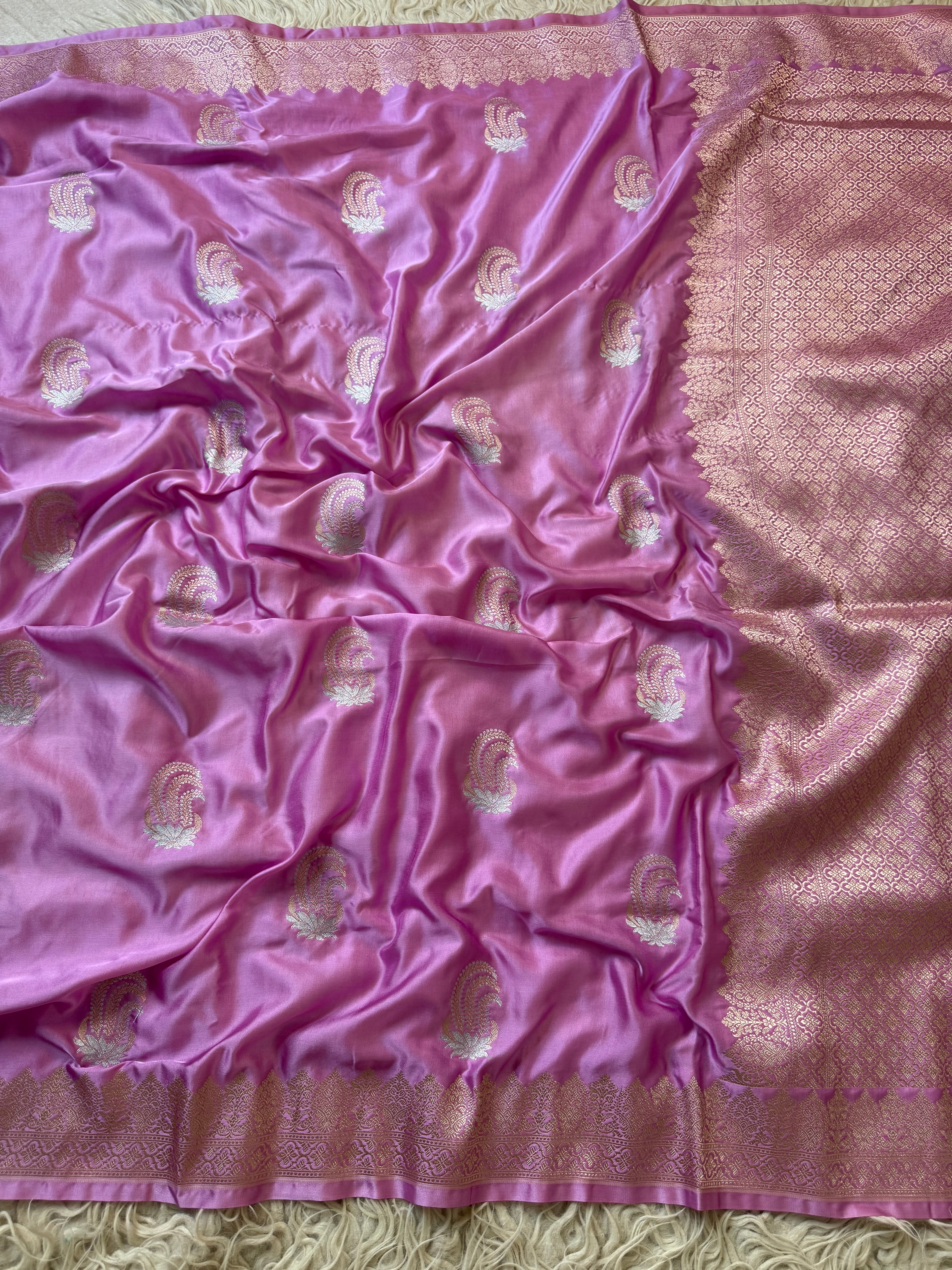 Banarasi Mashru Silk Saree All Over Alfi Meena Buta