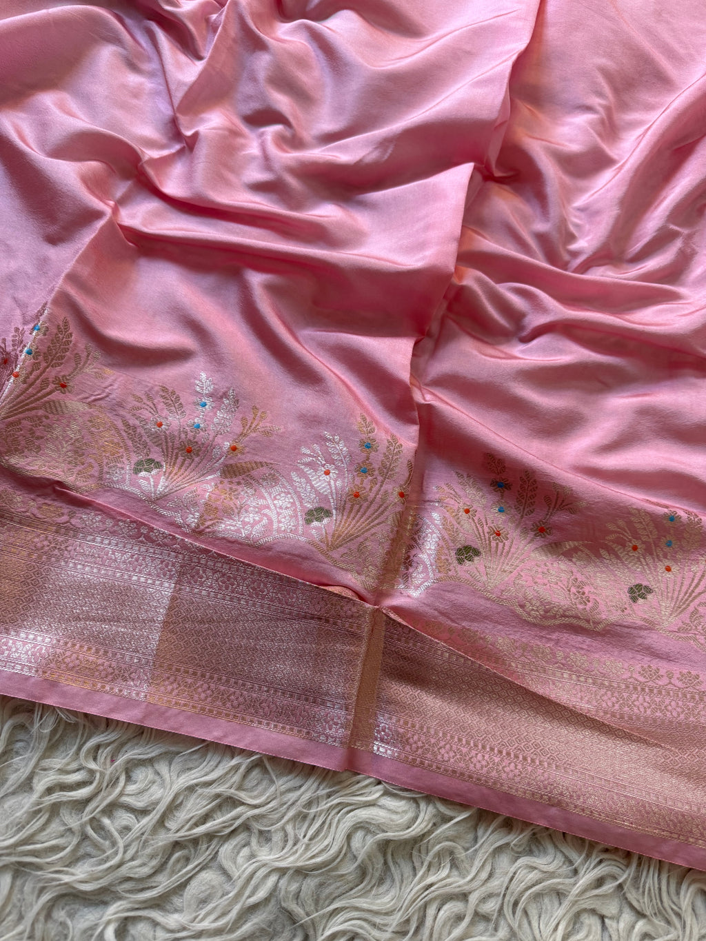 Butter Silk Banarasi Saree with minakari buti and border