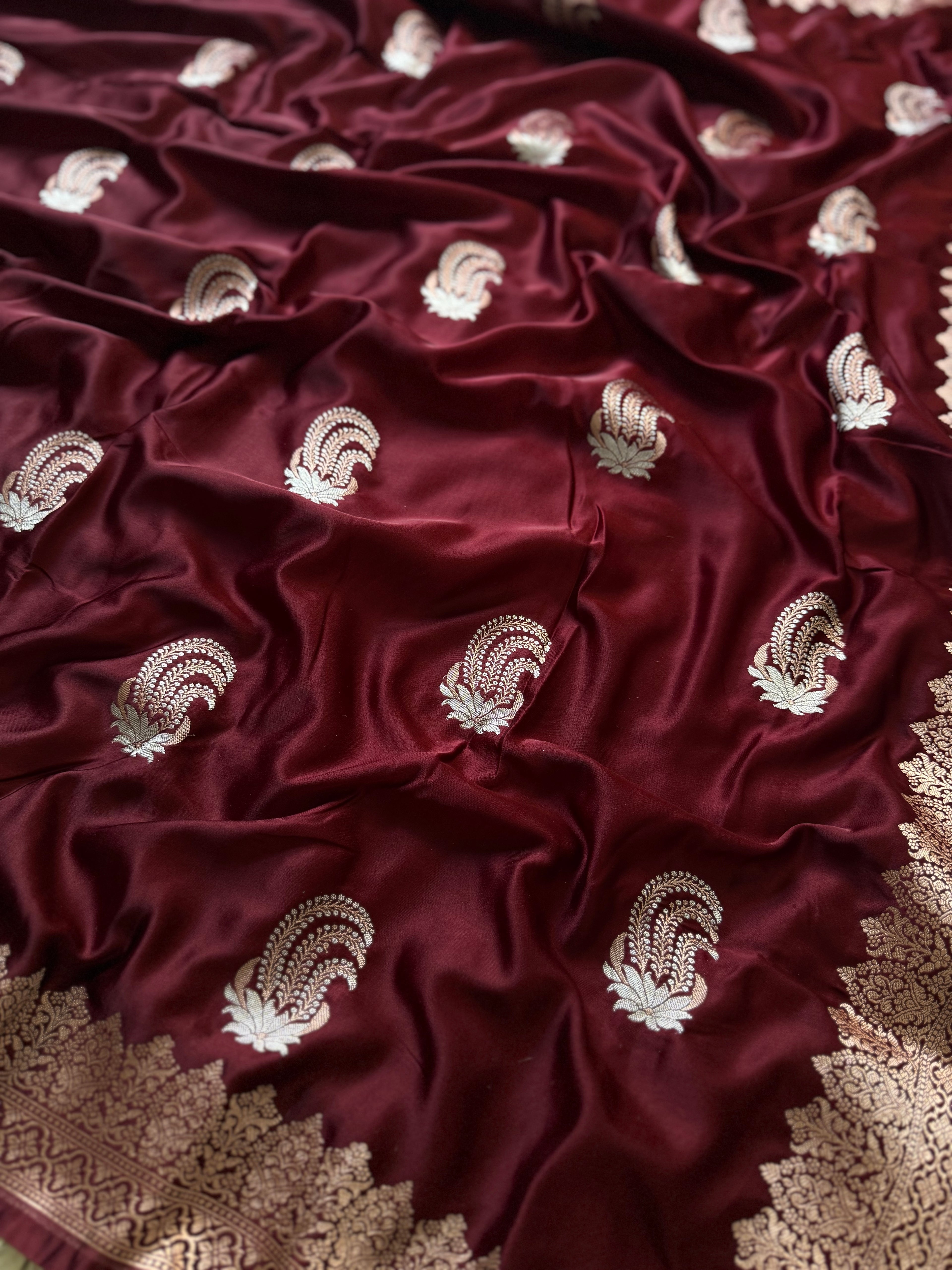 Banarasi Mashru Silk Saree All Over Alfi Meena Buta