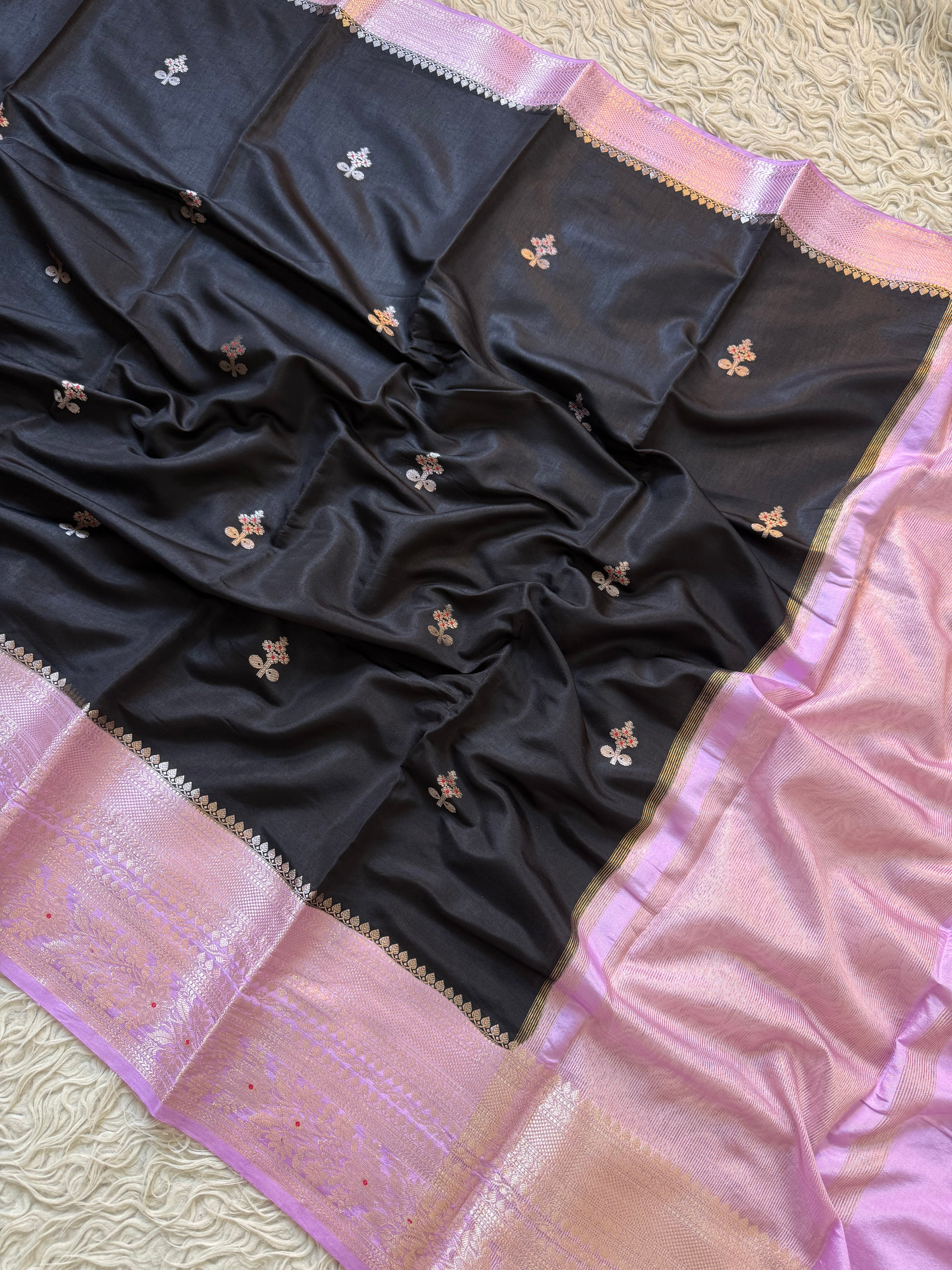 Butter Silk Banarasi Saree with minakari buti and border