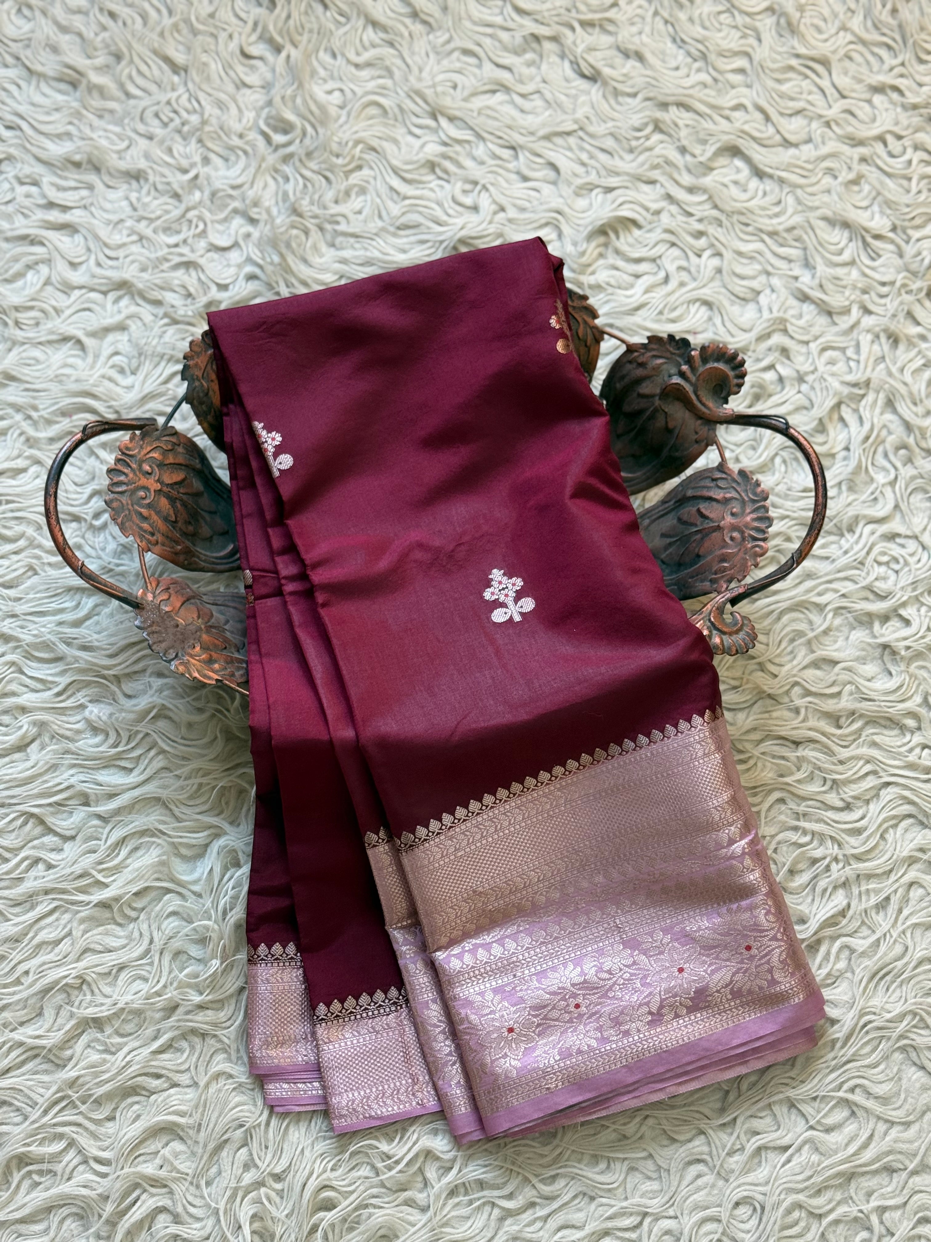 Butter Silk Banarasi Saree with minakari buti and border