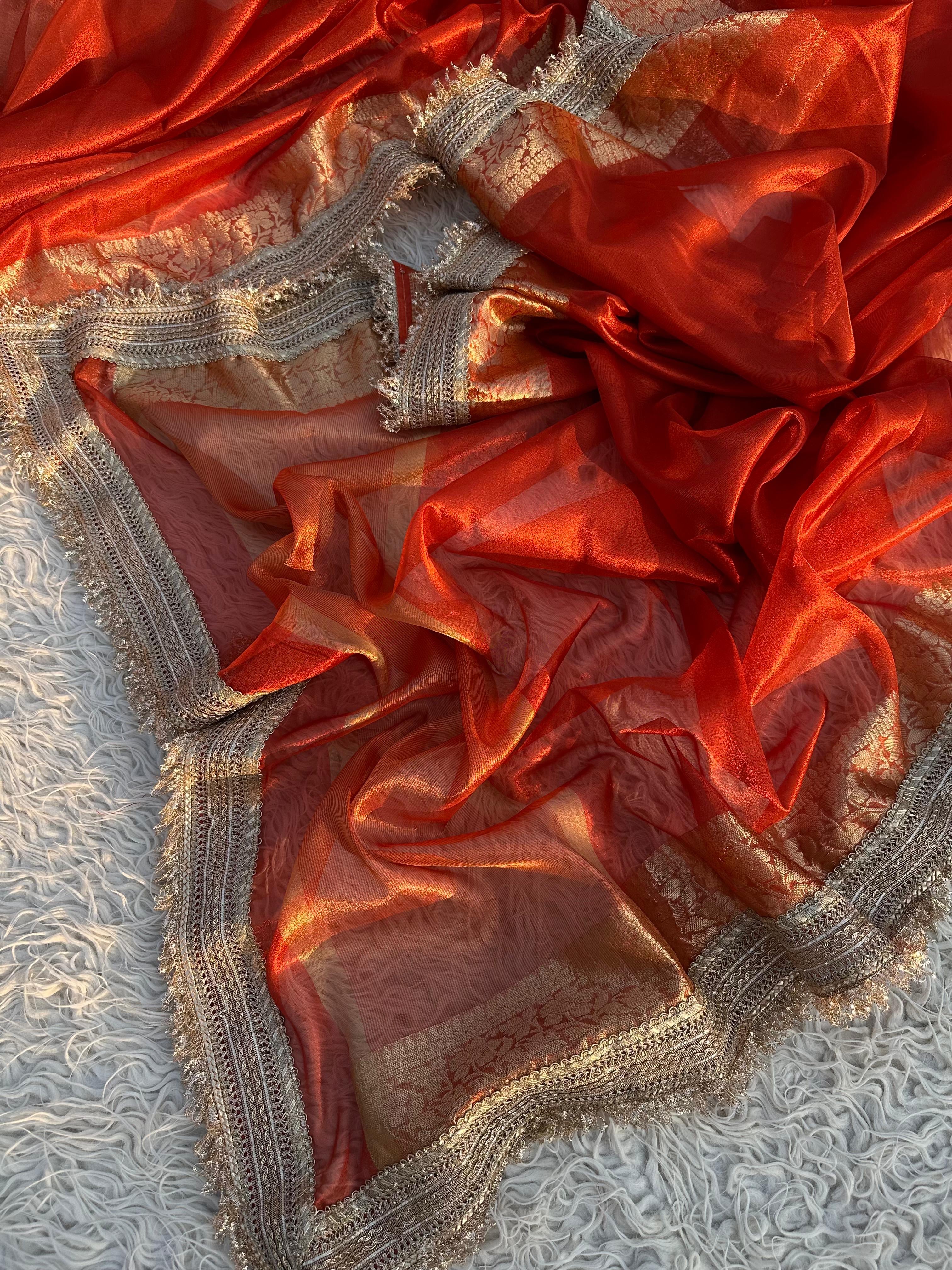 Maharani Tissue Saree with Gotta Patti Lace work on Border