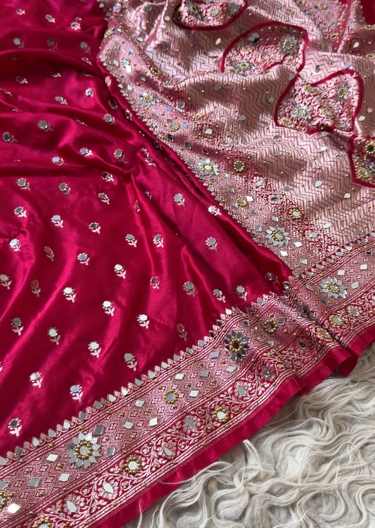 Banarasi Mashru Silk Saree X Mirror work