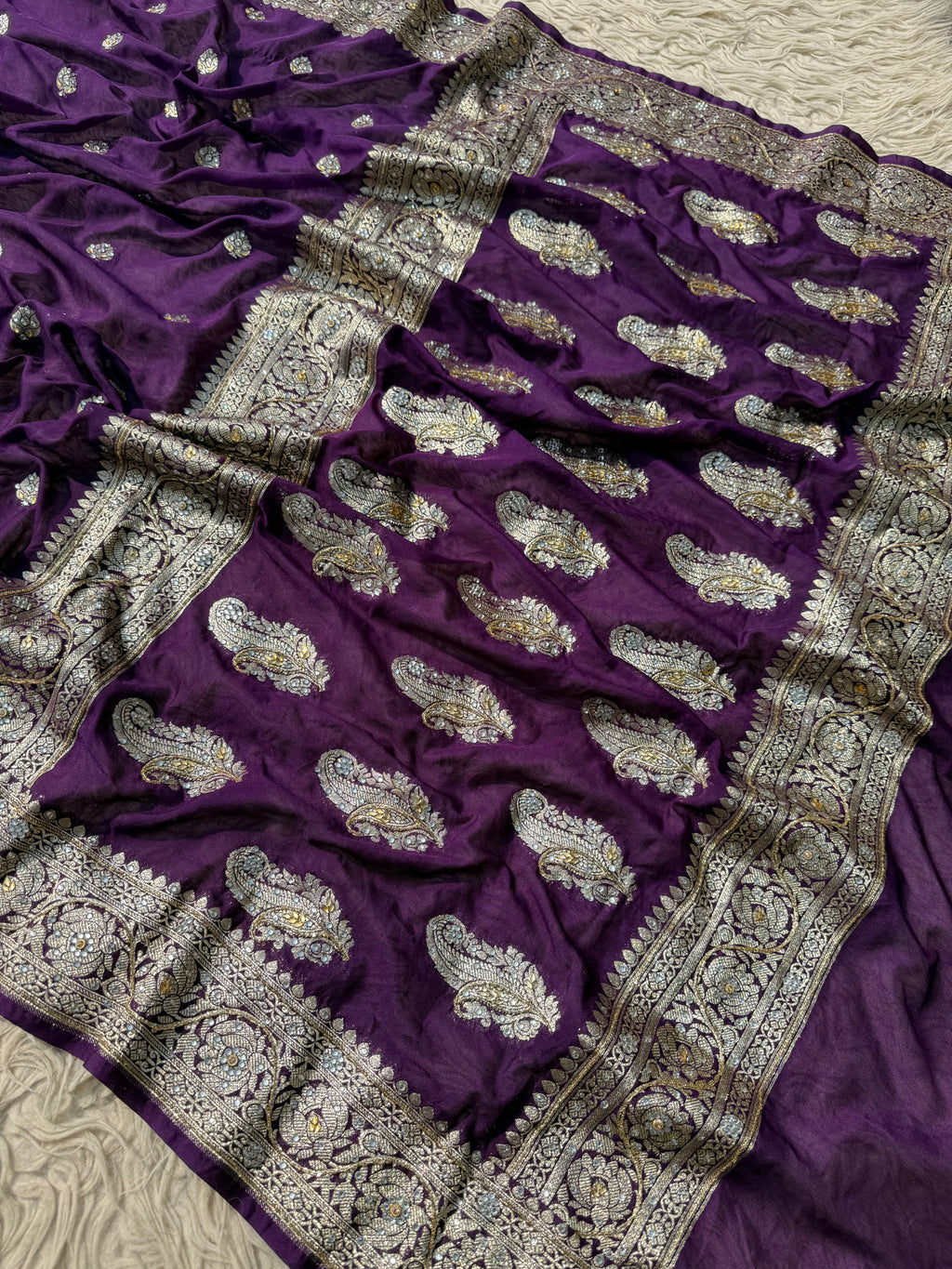 Aishwarya X Madhuri Georgette Designer Saree with cutdana handwork