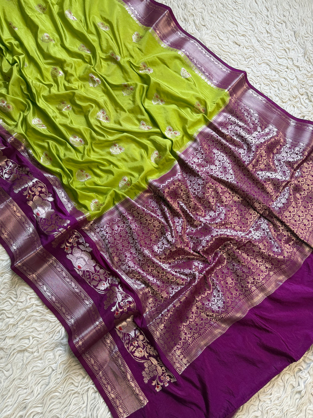 Butter Silk Banarasi Saree with minakari buti and border