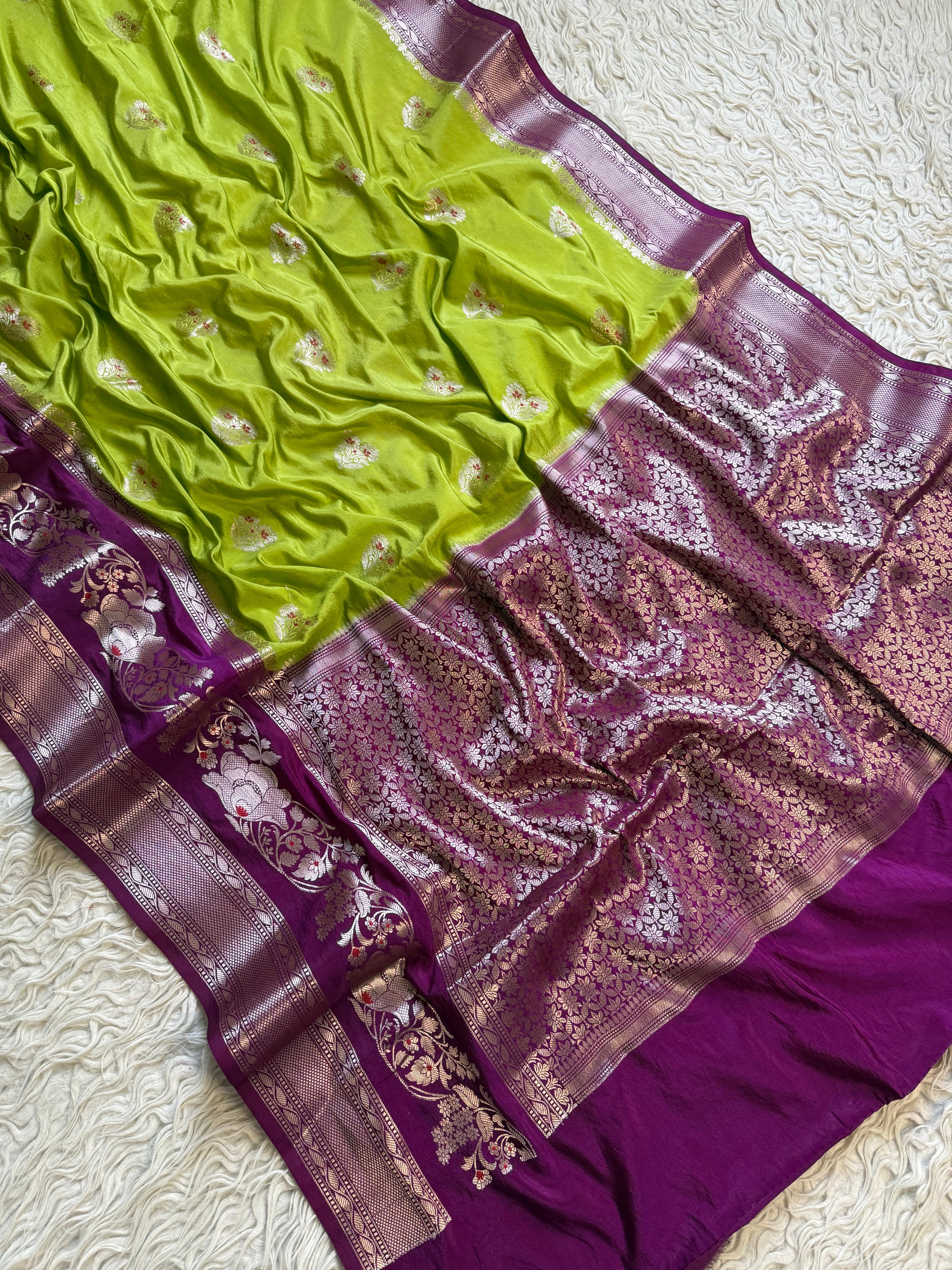 Butter Silk Banarasi Saree with minakari buti and border