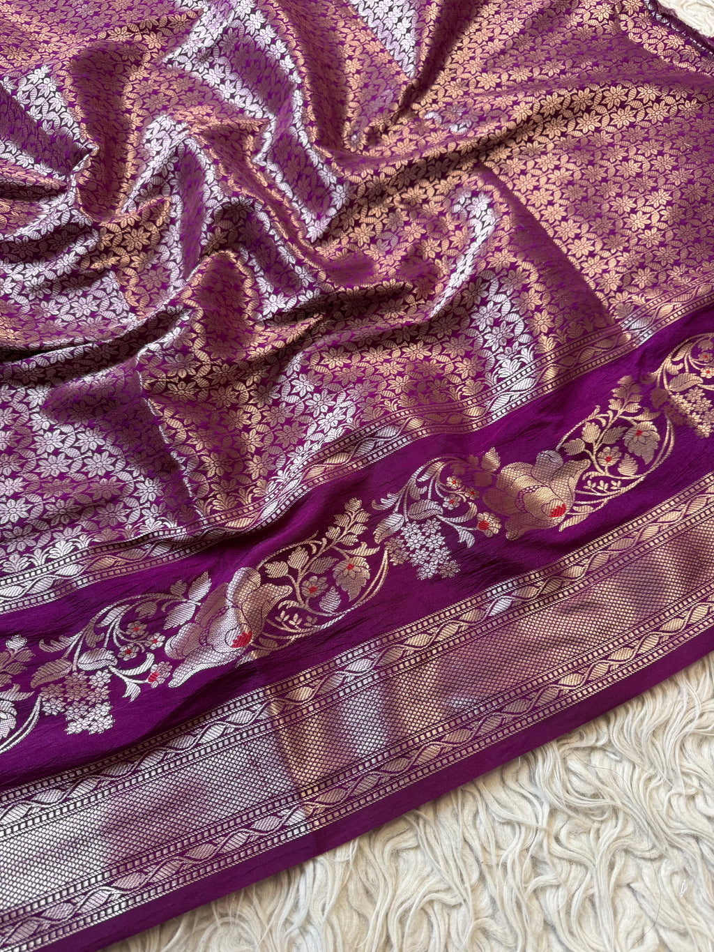 Butter Silk Banarasi Saree with minakari buti and border
