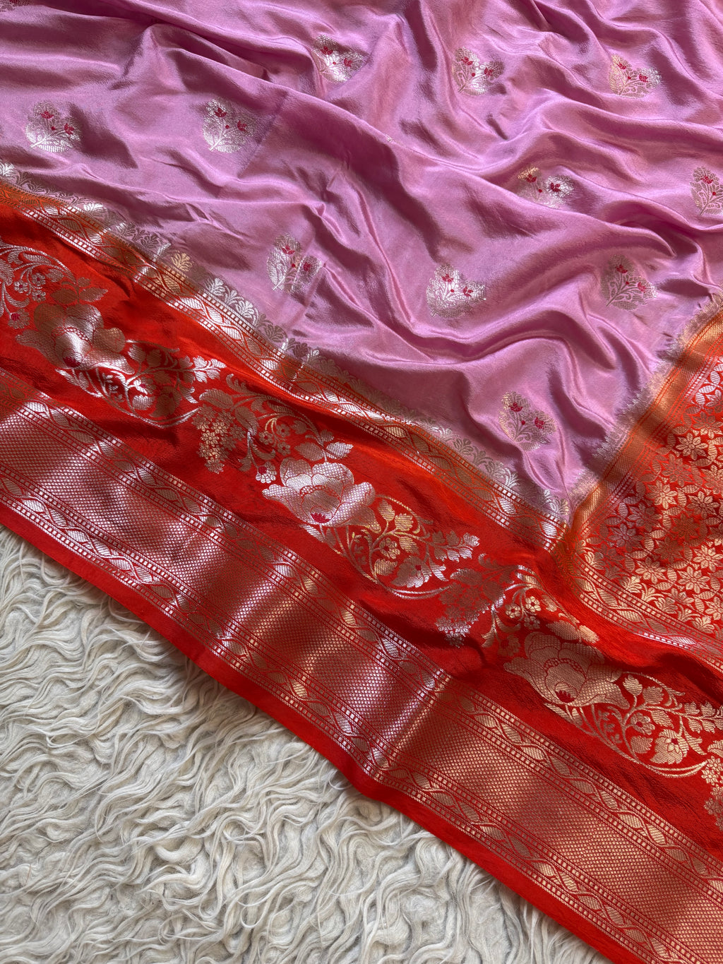 Butter Silk Banarasi Saree with minakari buti and border