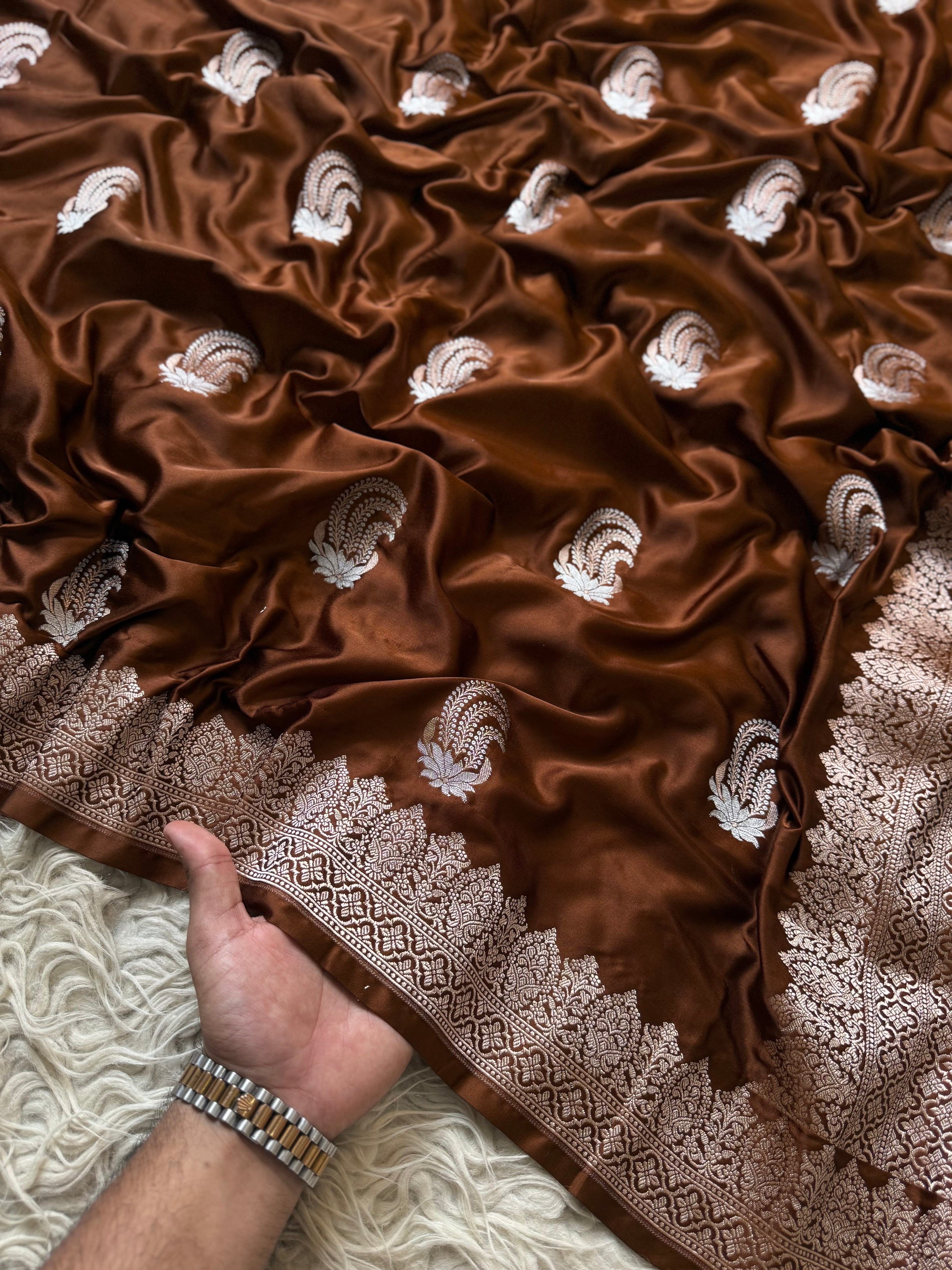 Banarasi Mashru Silk Saree All Over Alfi Meena Buta