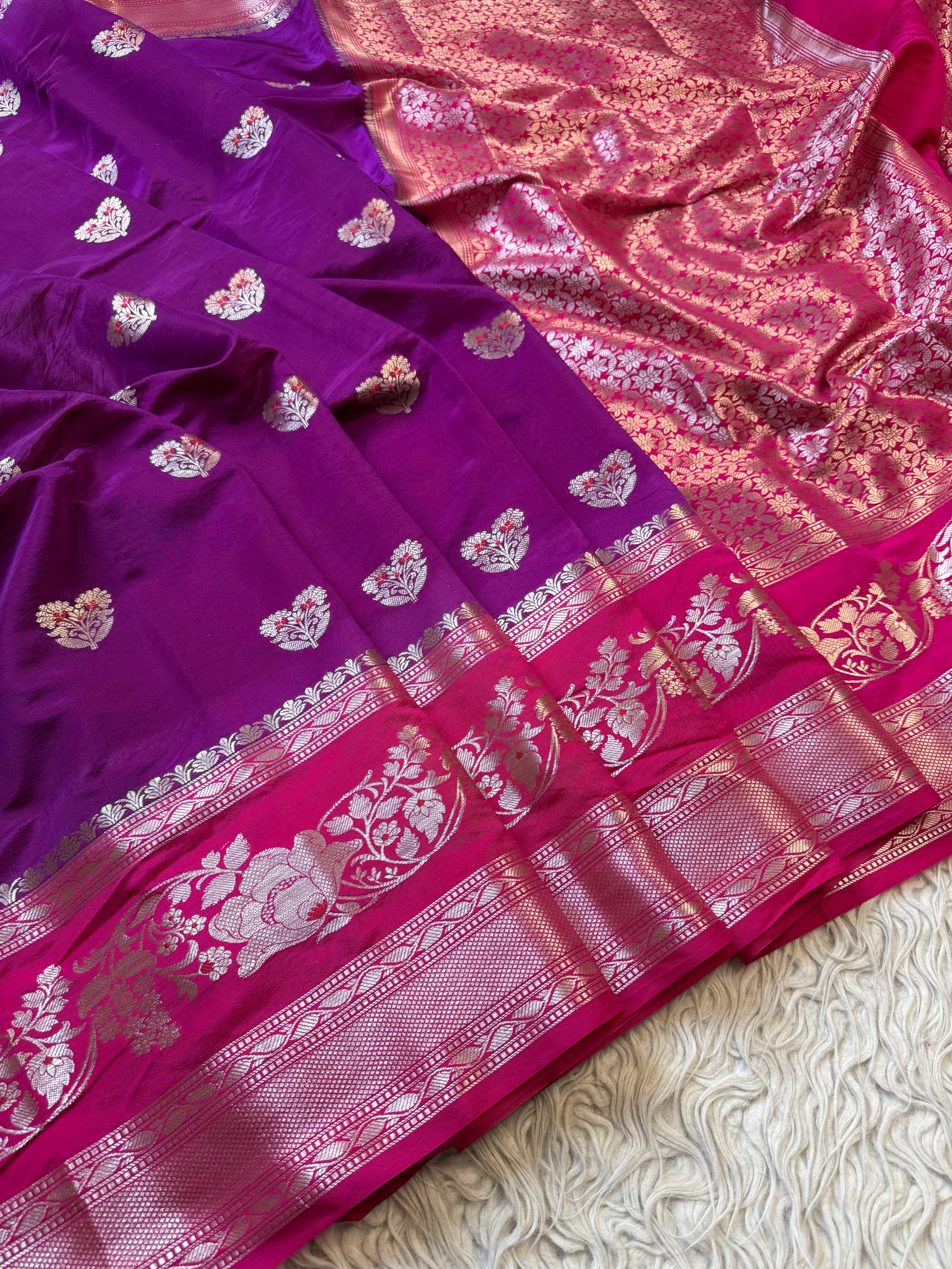 Butter Silk Banarasi Saree with minakari buti and border