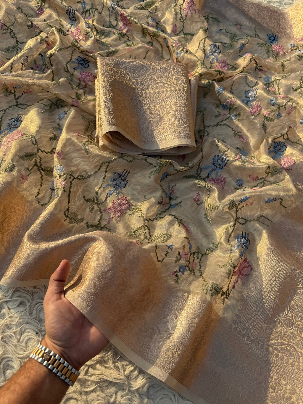Banarasi tissue X Multi colour Resham embroidery