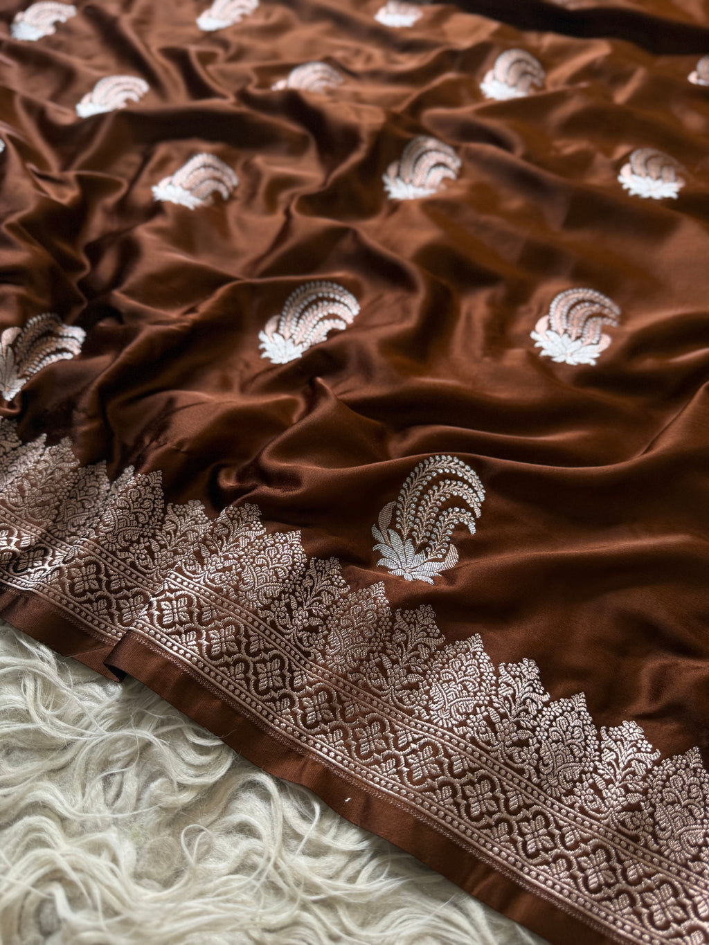 Banarasi Mashru Silk Saree All Over Alfi Meena Buta