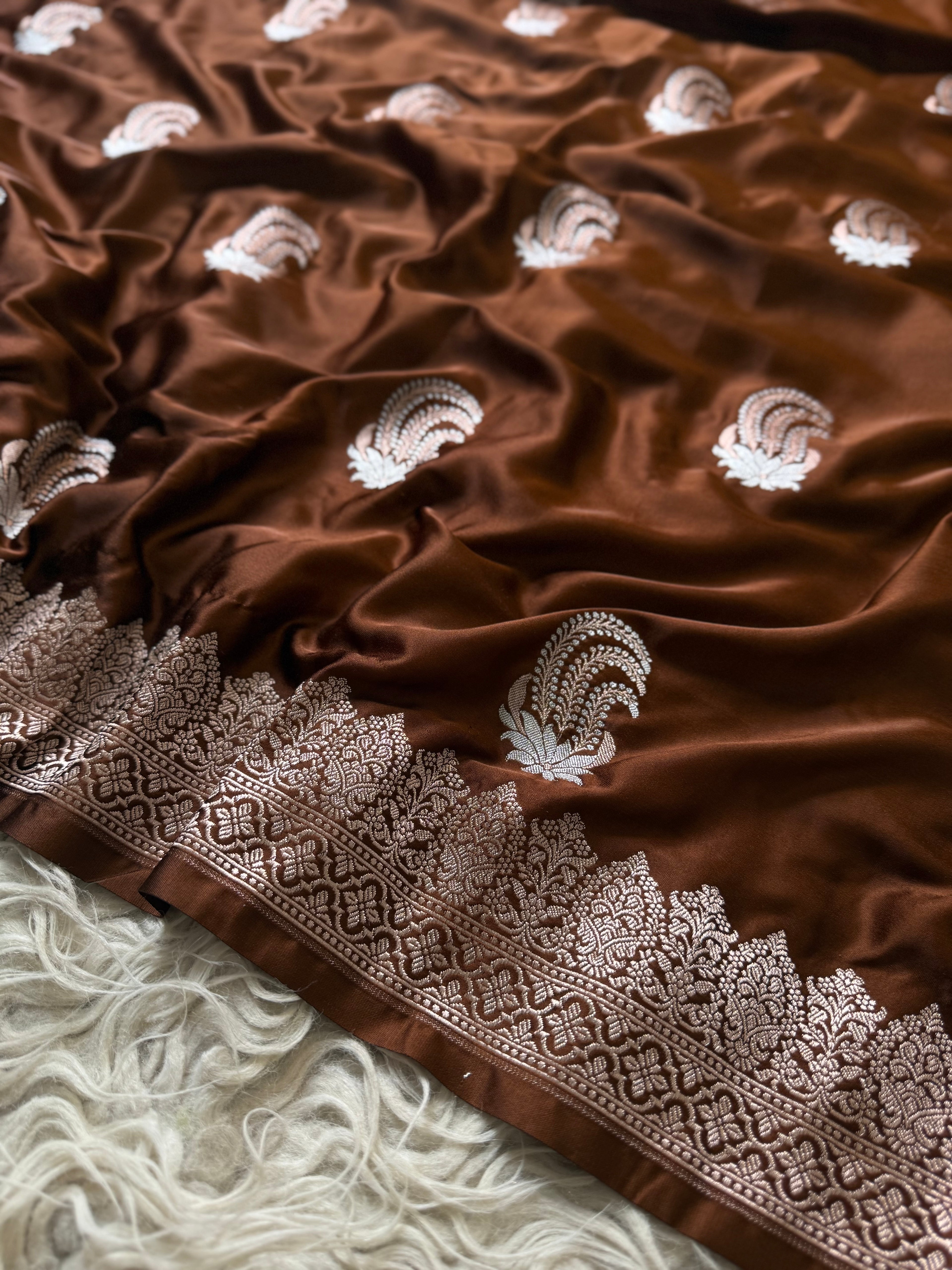 Banarasi Mashru Silk Saree All Over Alfi Meena Buta
