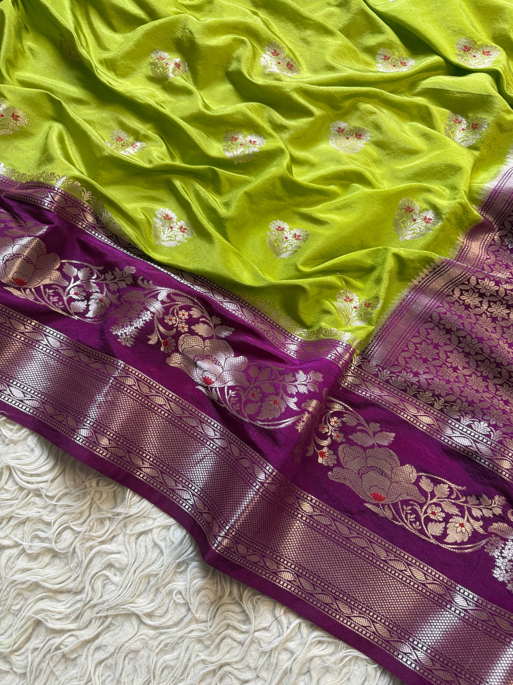Butter Silk Banarasi Saree with minakari buti and border