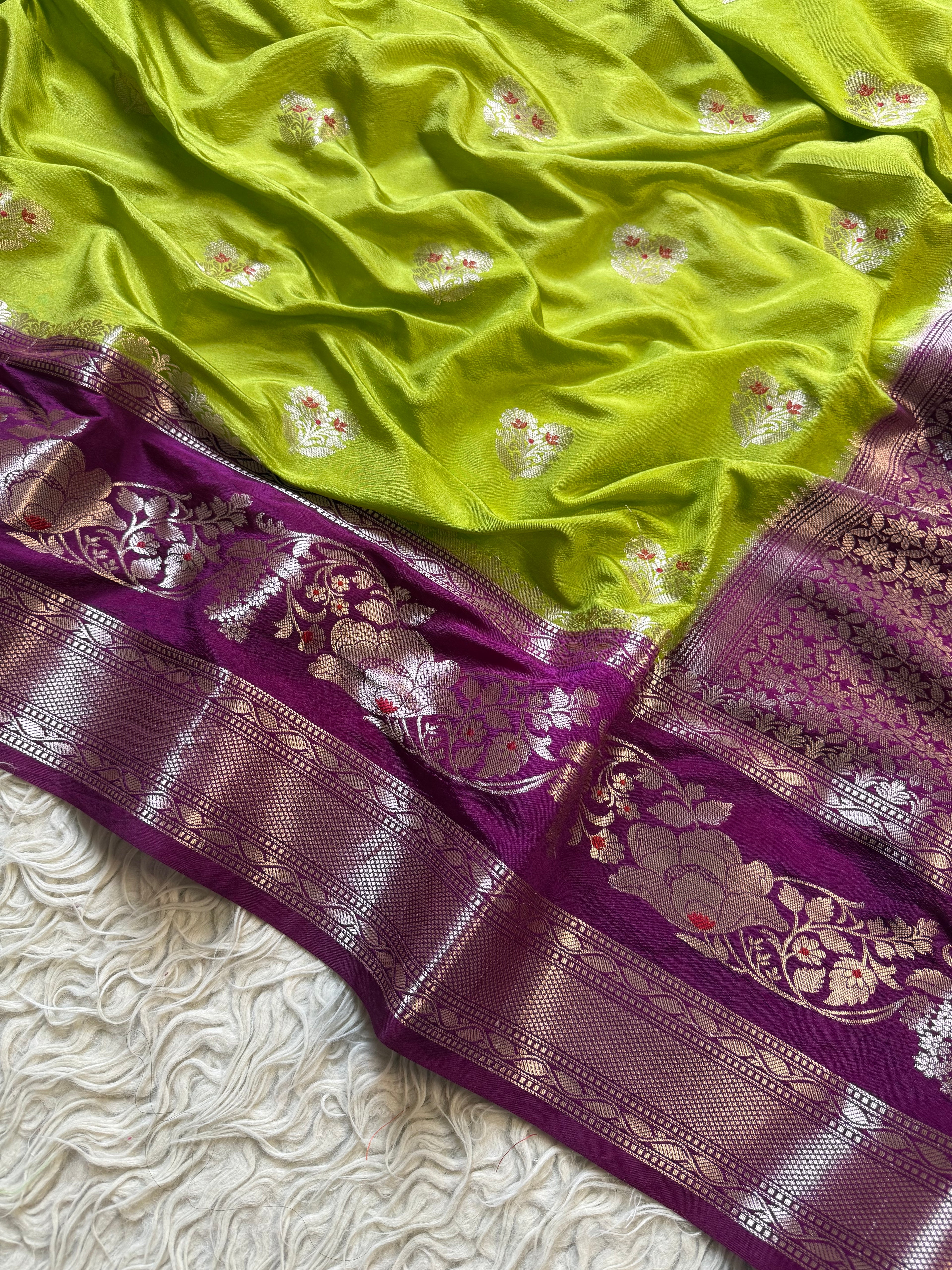 Butter Silk Banarasi Saree with minakari buti and border