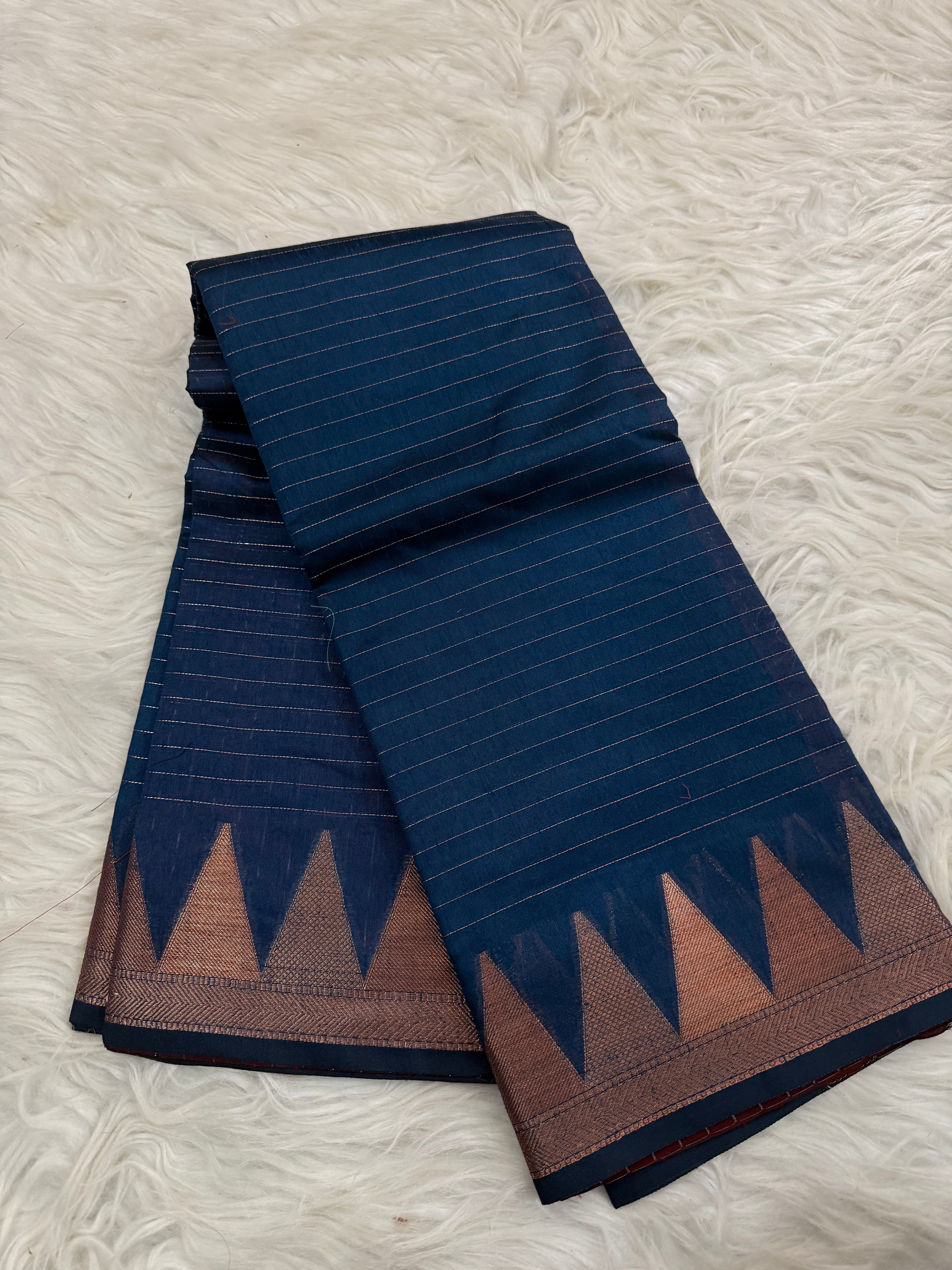 Dark Blue Cotton silk Saree