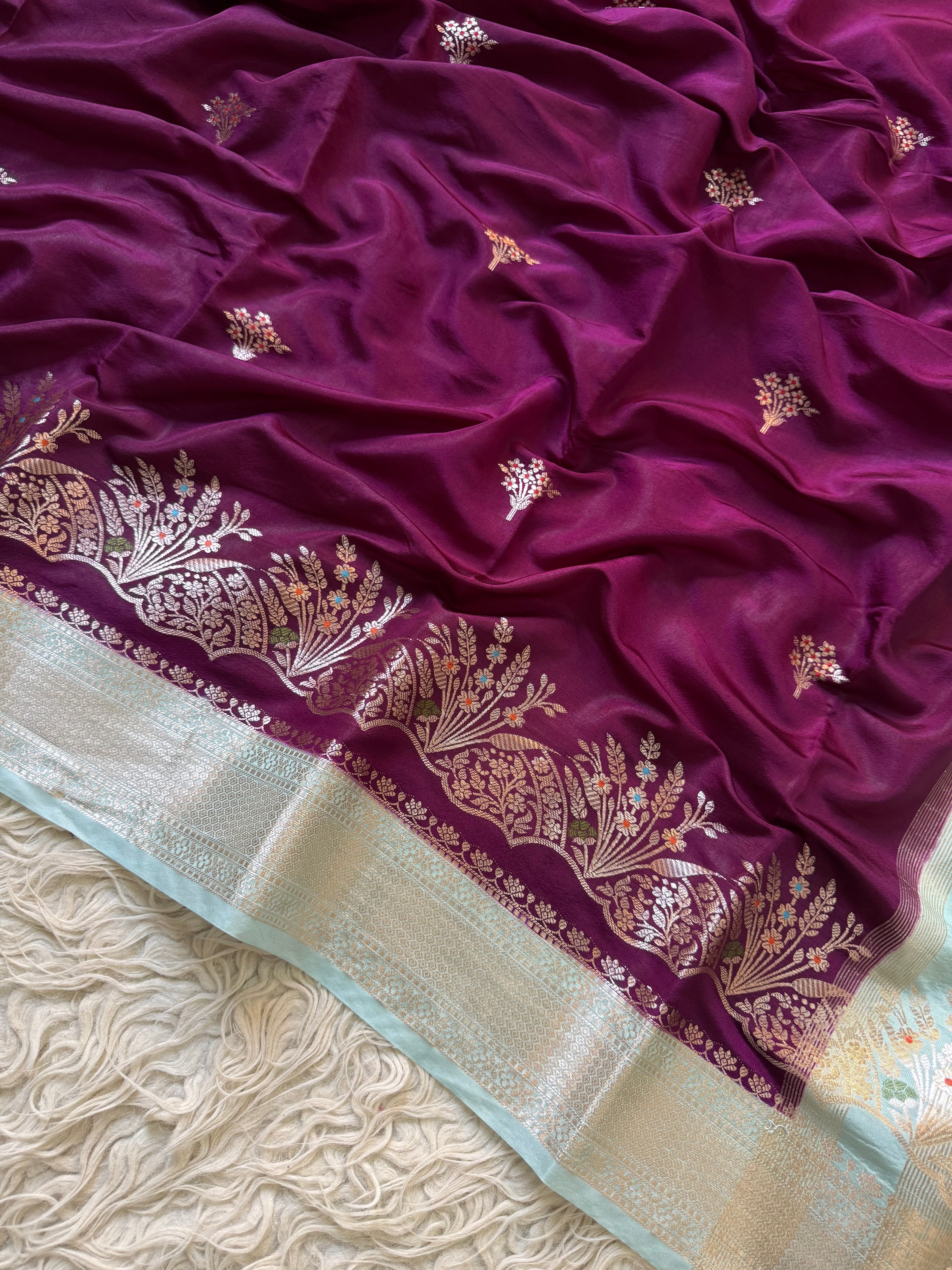 Butter Silk Banarasi Saree with minakari buti and border
