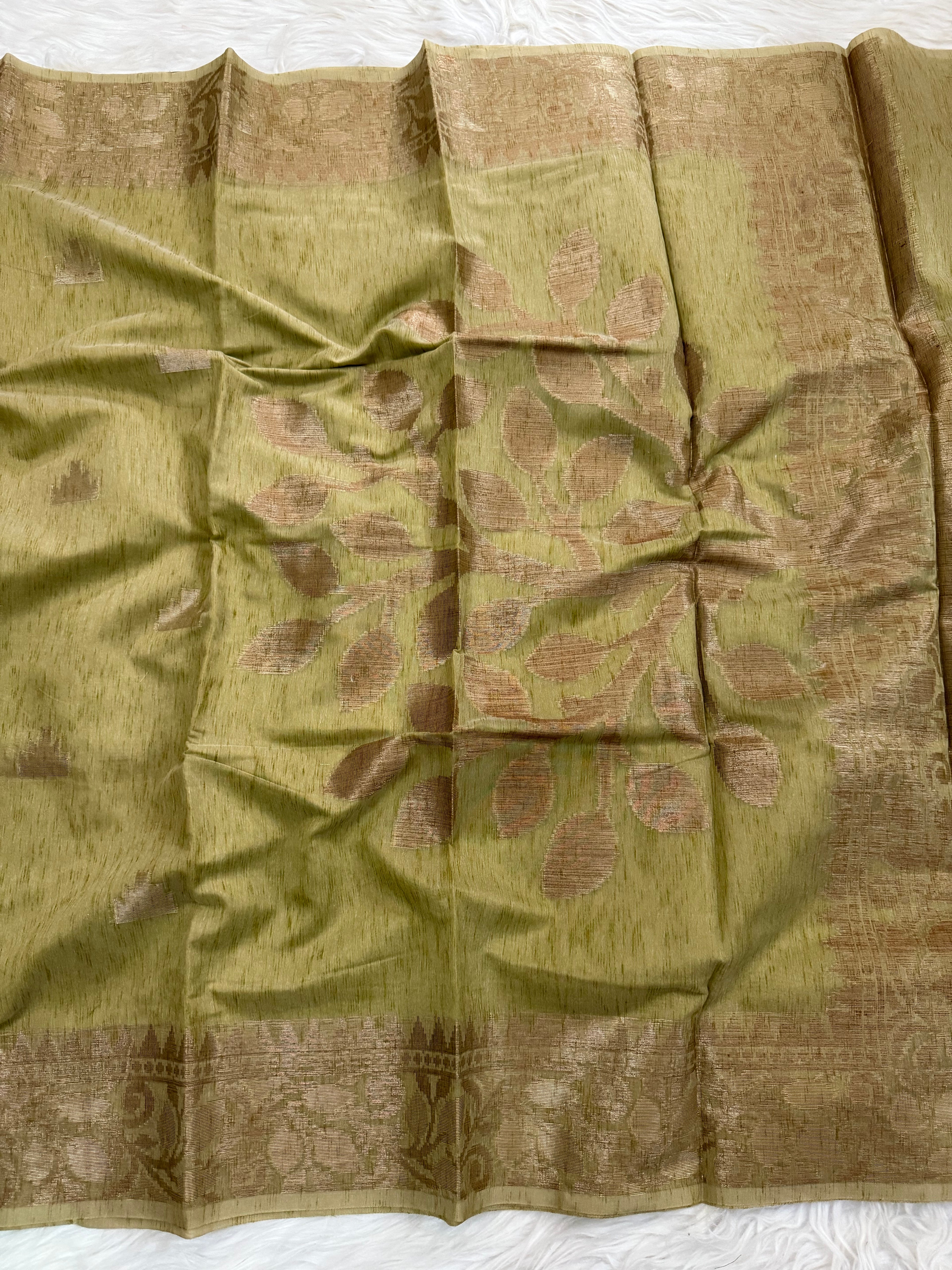 Linen Tusshar silk Saree