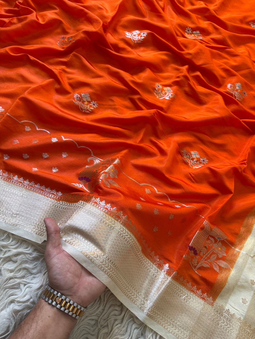 Butter Silk Banarasi Saree with minakari buti and border