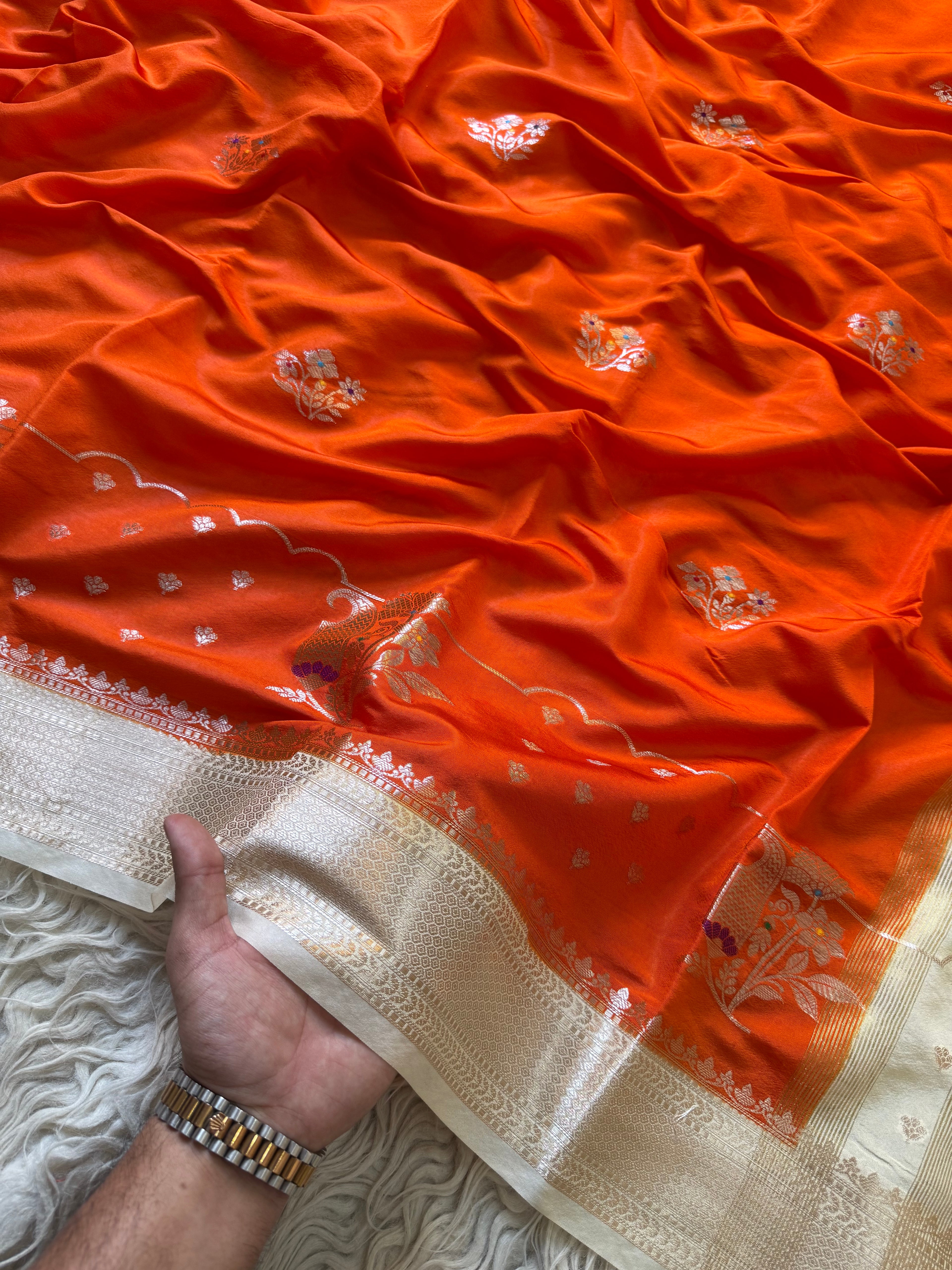 Butter Silk Banarasi Saree with minakari buti and border