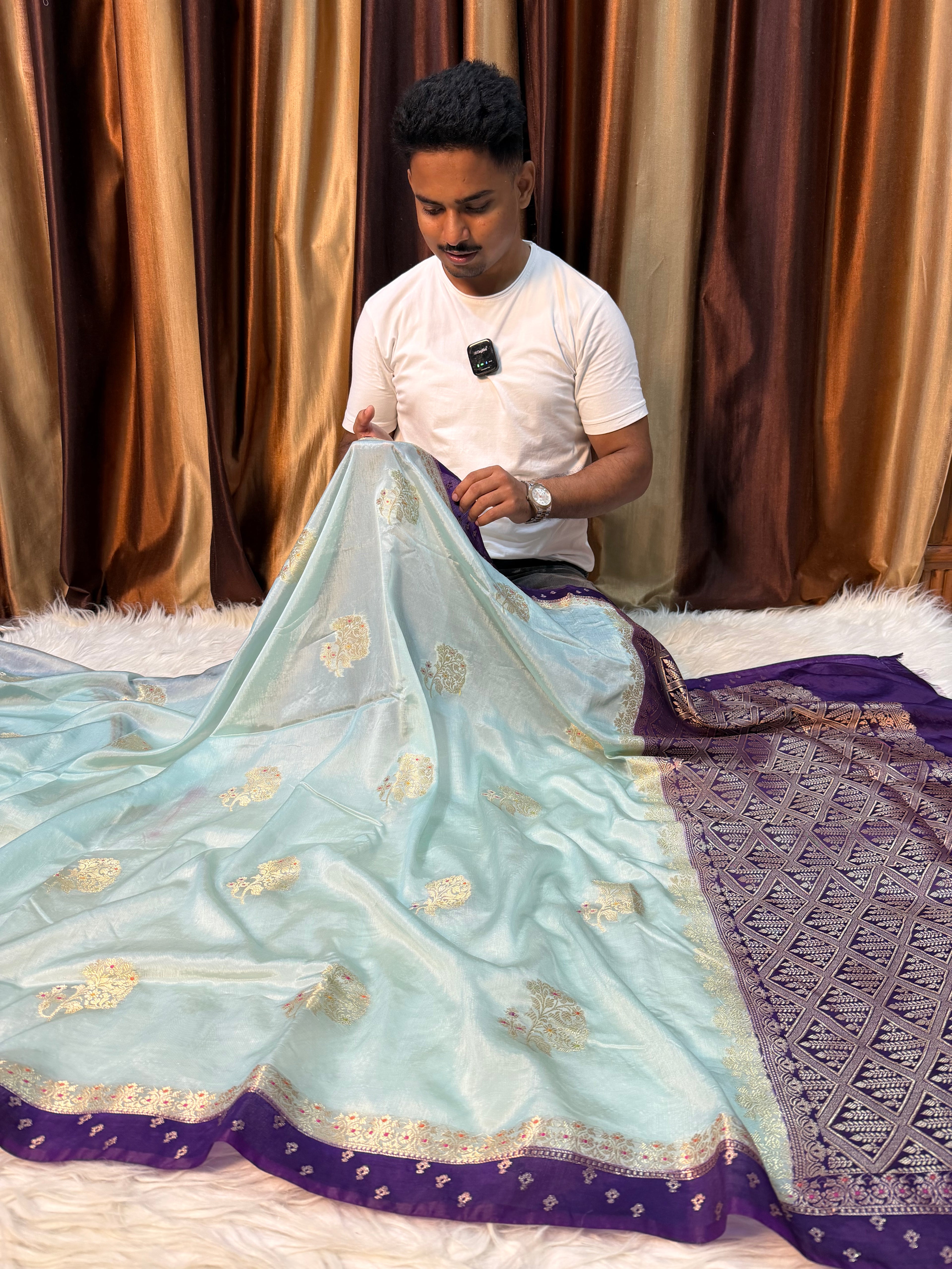 Paper Silk Banarasi Saree with minakari buti and border