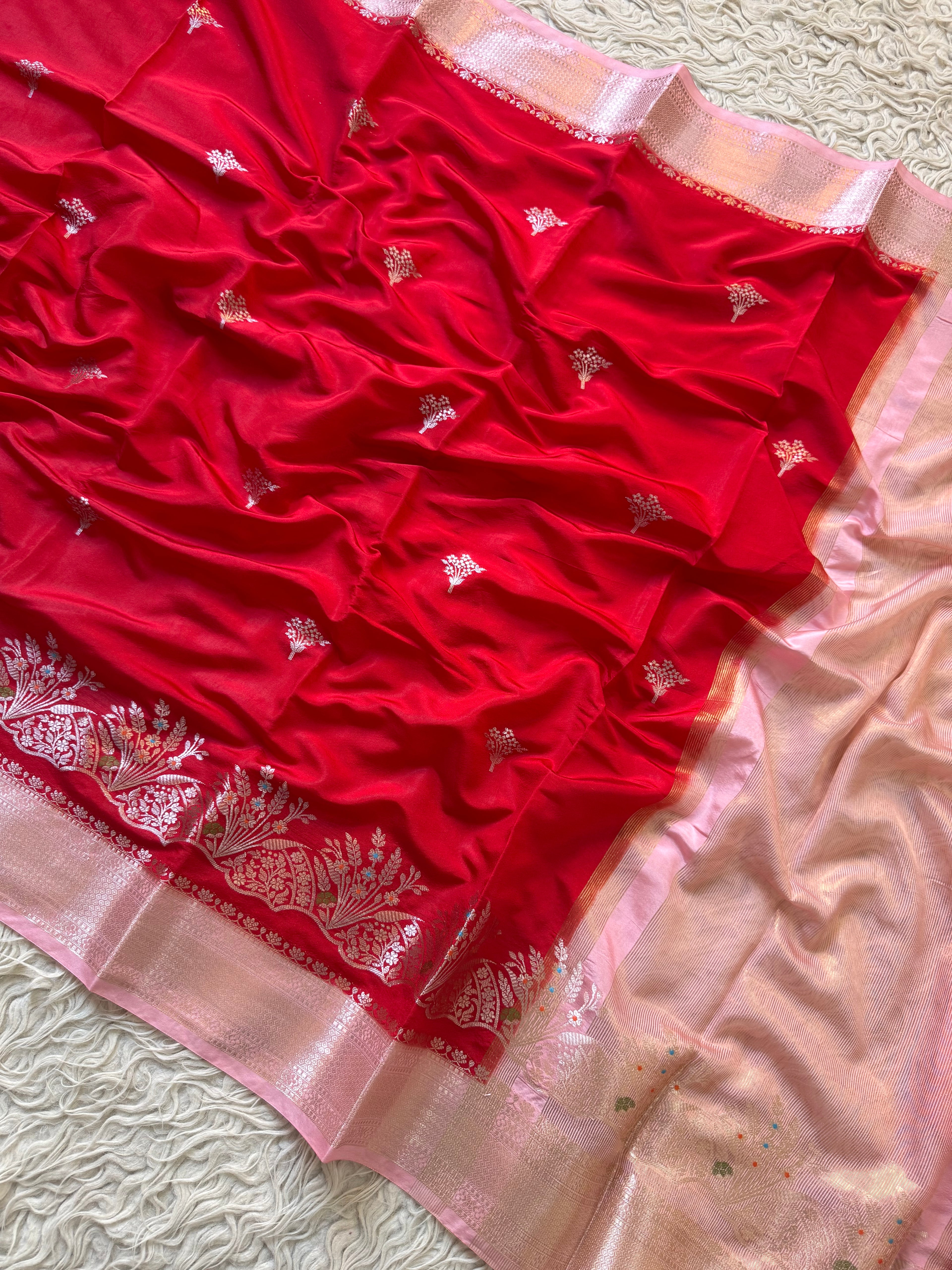 Butter Silk Banarasi Saree with minakari buti and border