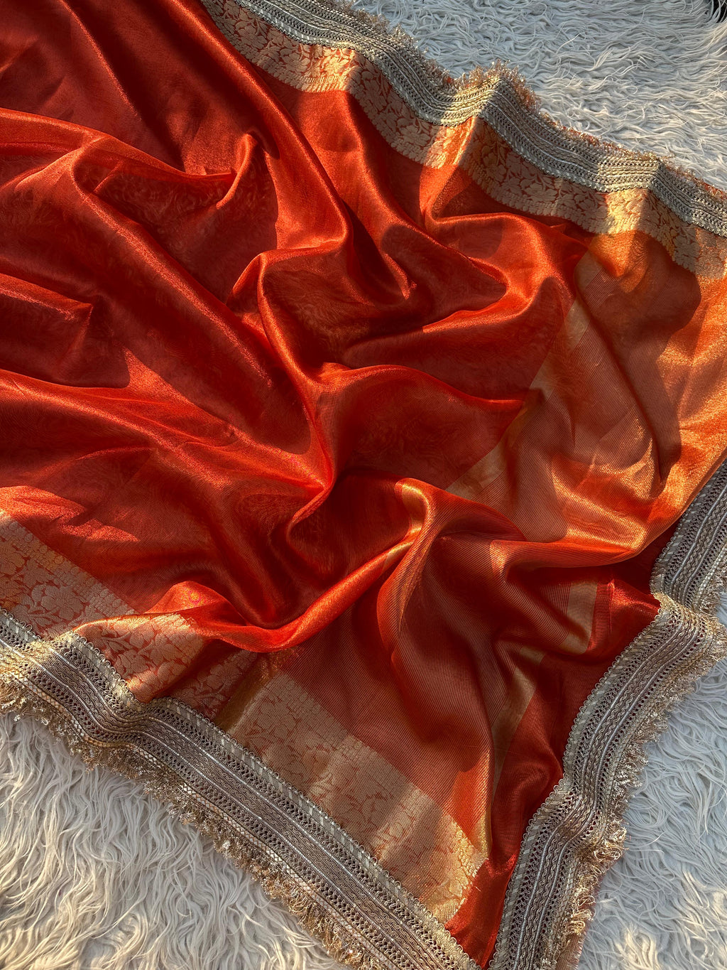 Maharani Tissue Saree with Gotta Patti Lace work on Border