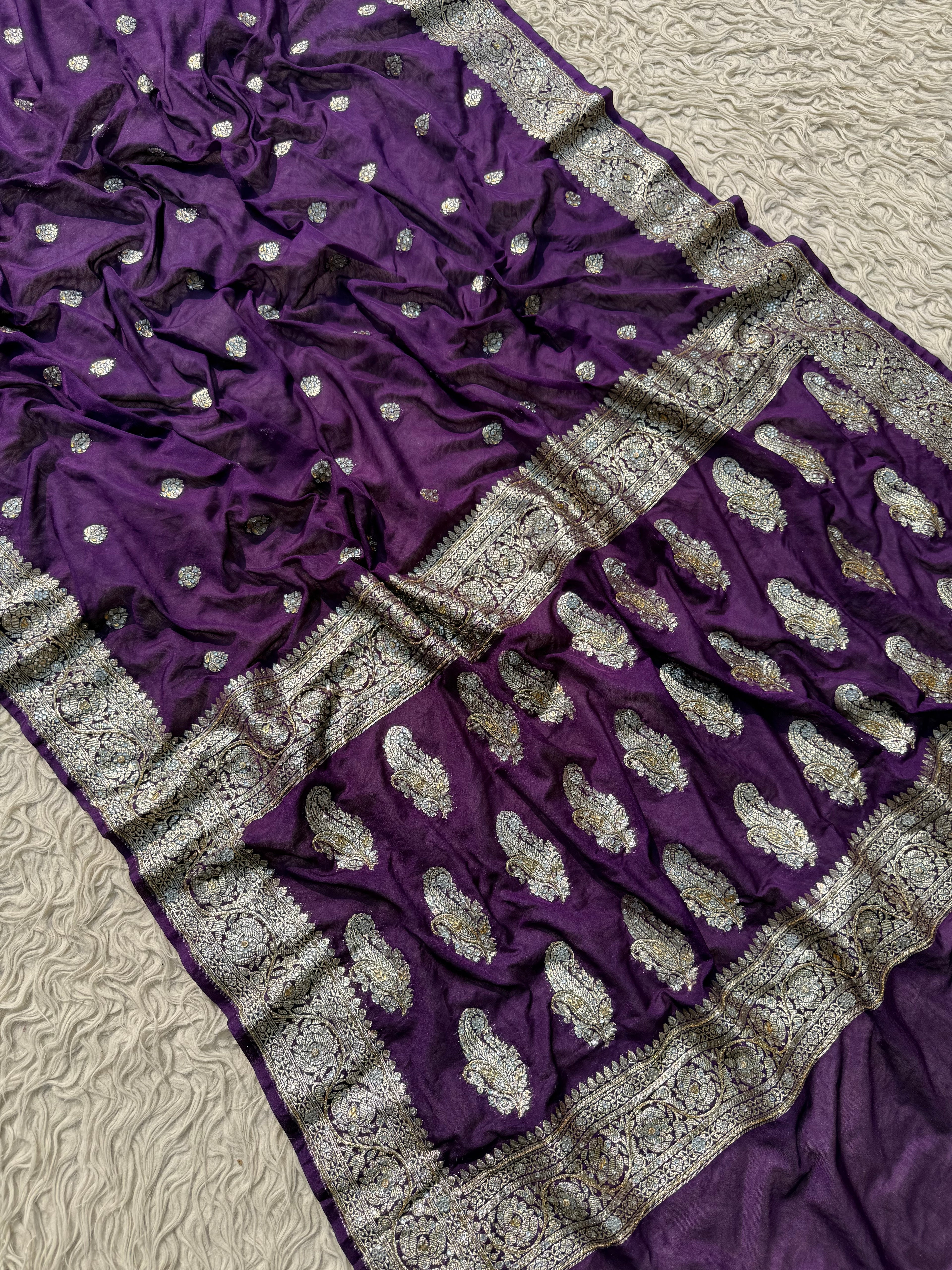 Aishwarya X Madhuri Georgette Designer Saree with cutdana handwork