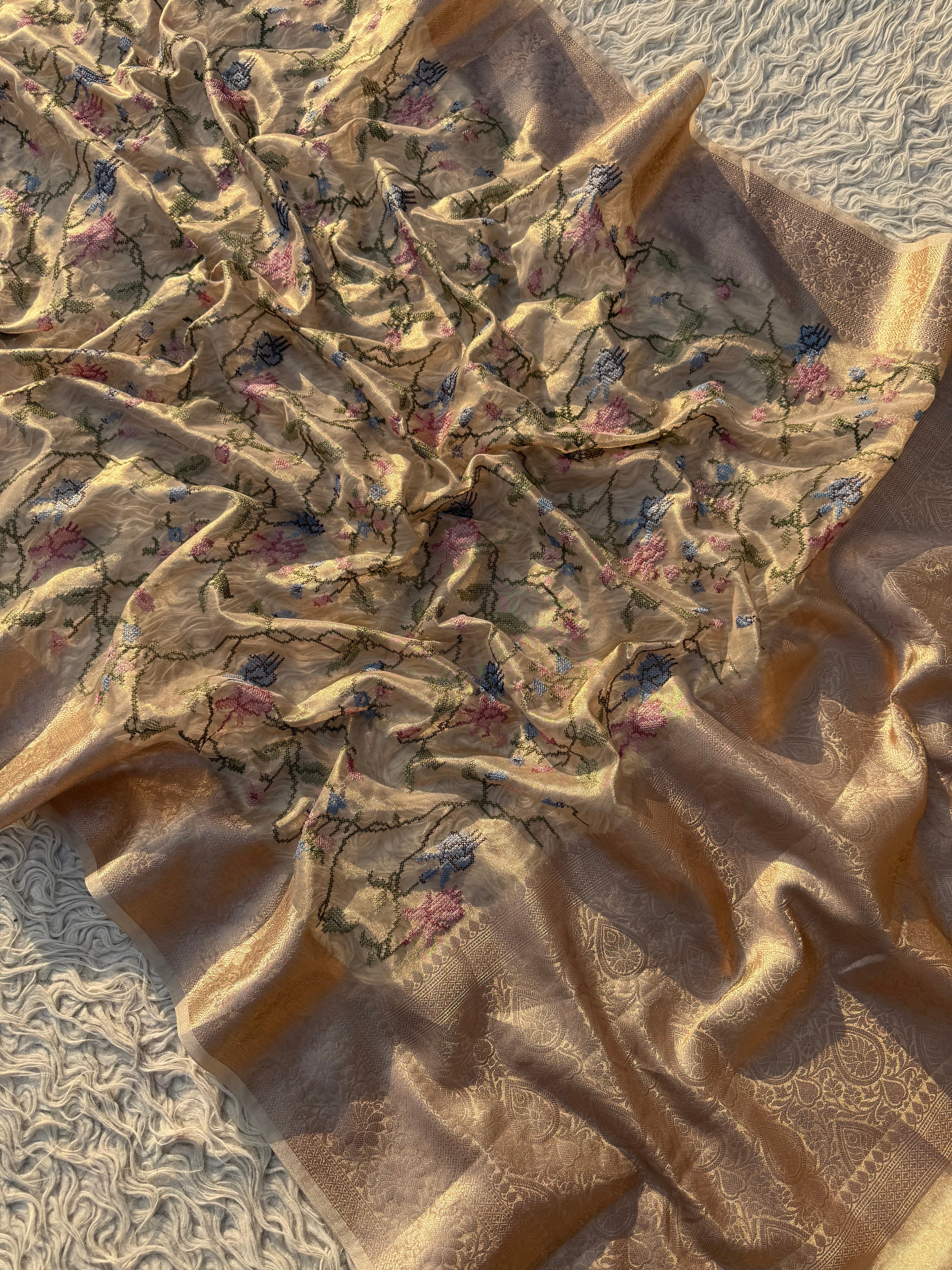 Banarasi tissue X Multi colour Resham embroidery