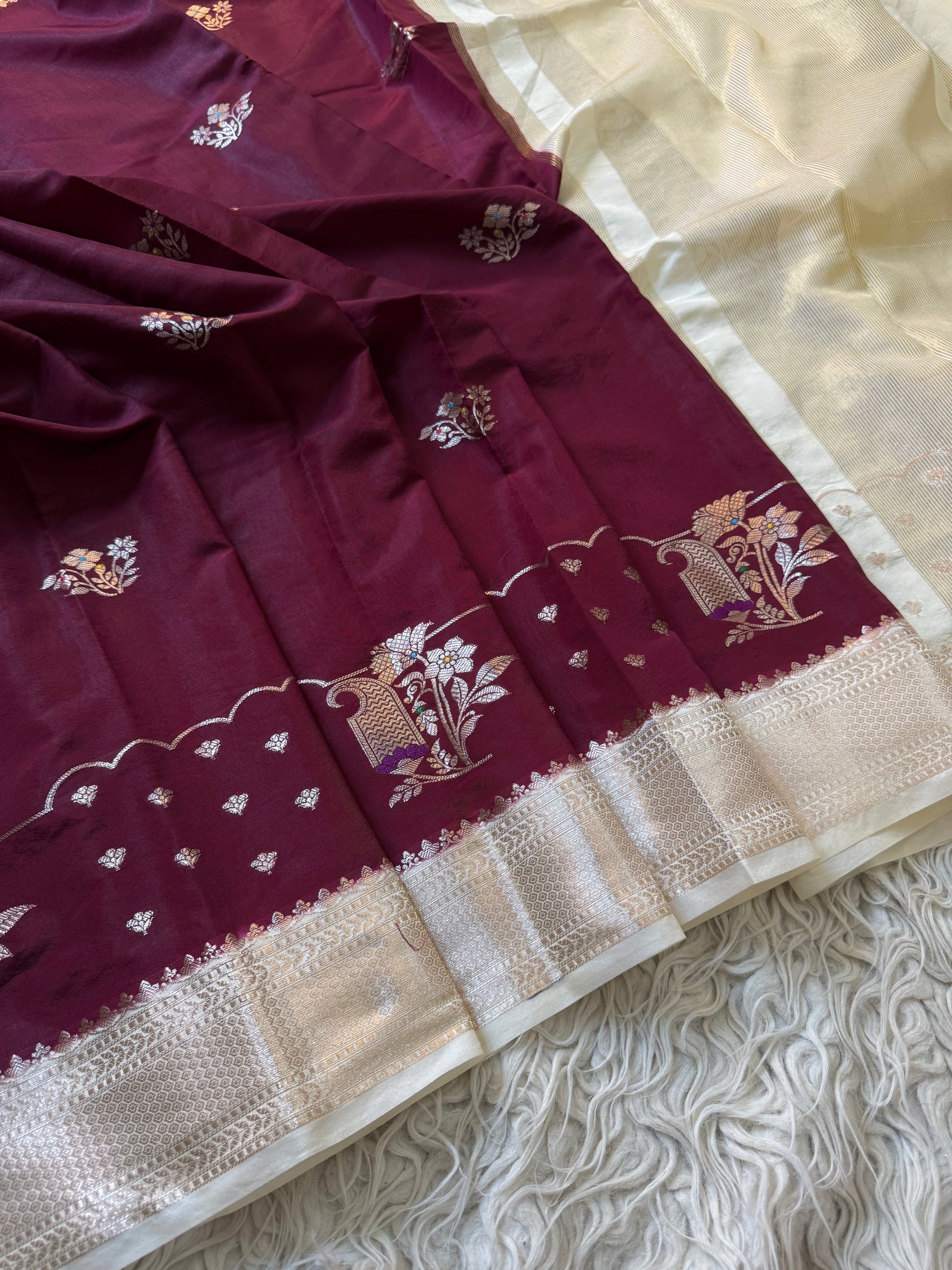 Butter Silk Banarasi Saree with minakari buti and border