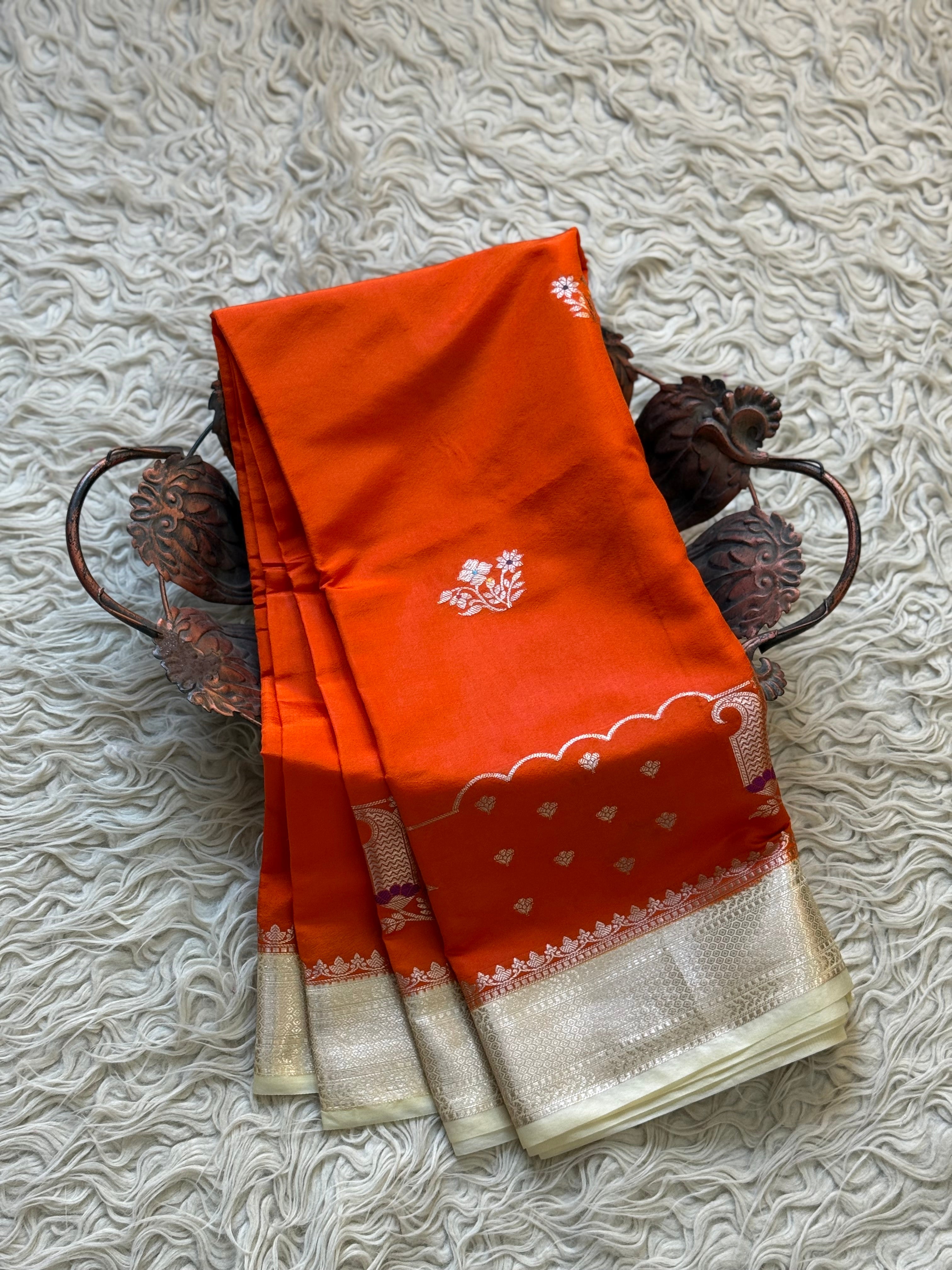 Butter Silk Banarasi Saree with minakari buti and border