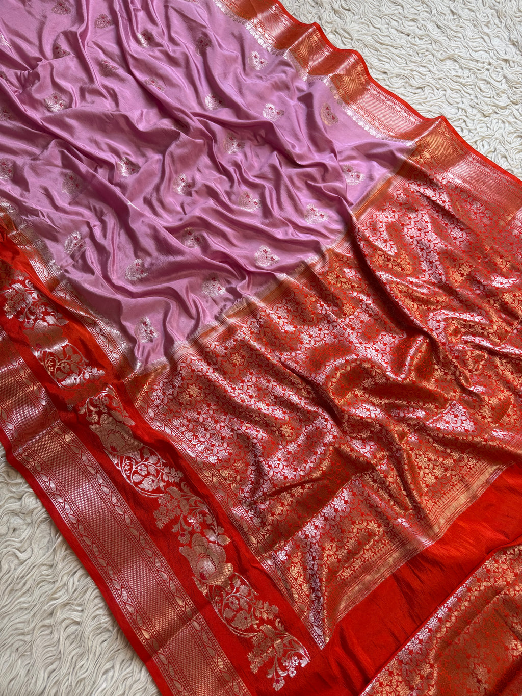 Butter Silk Banarasi Saree with minakari buti and border