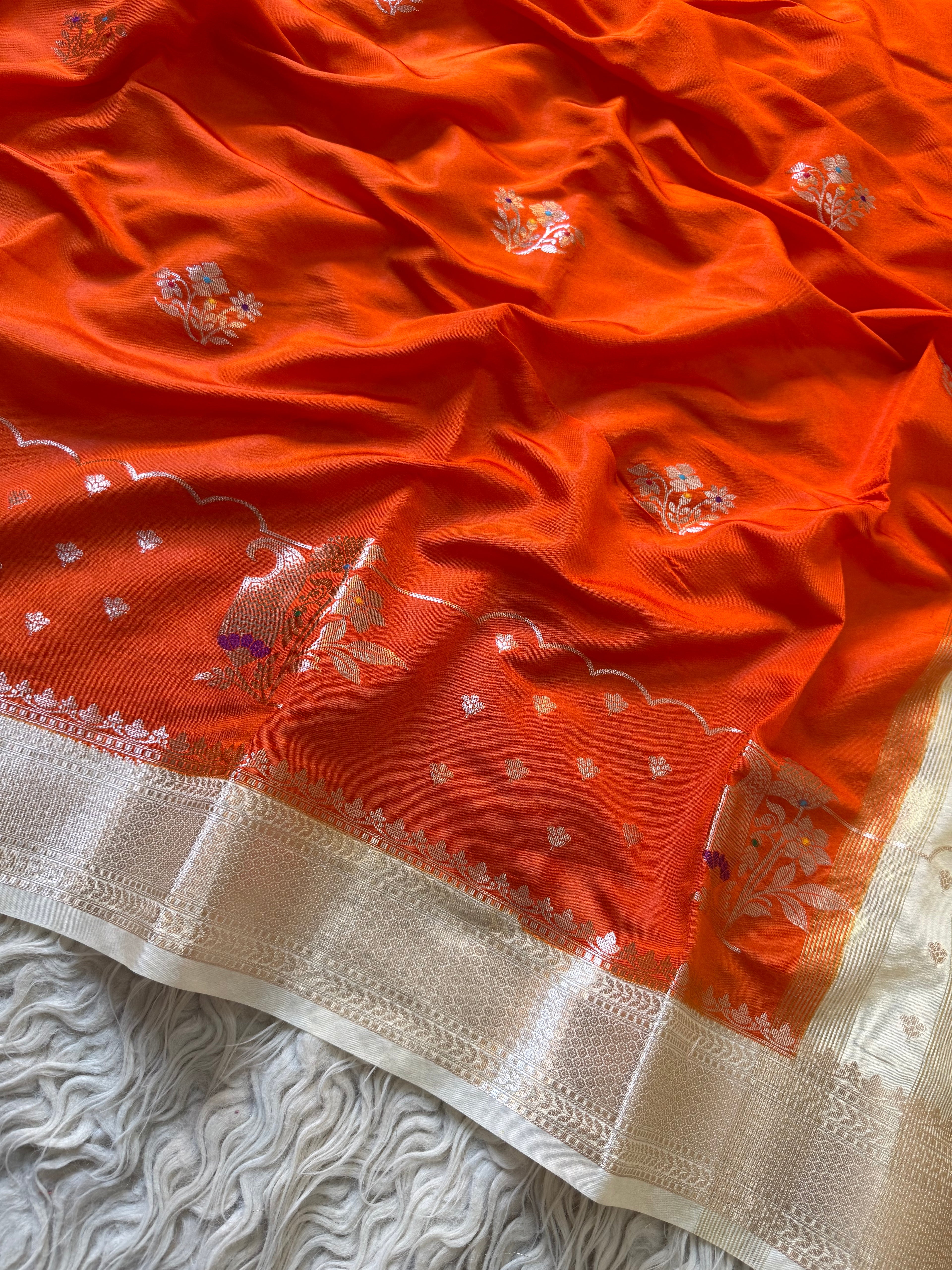 Butter Silk Banarasi Saree with minakari buti and border