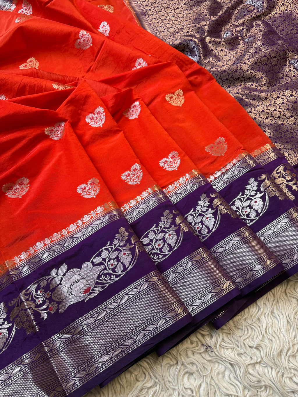 Butter Silk Banarasi Saree with minakari buti and border