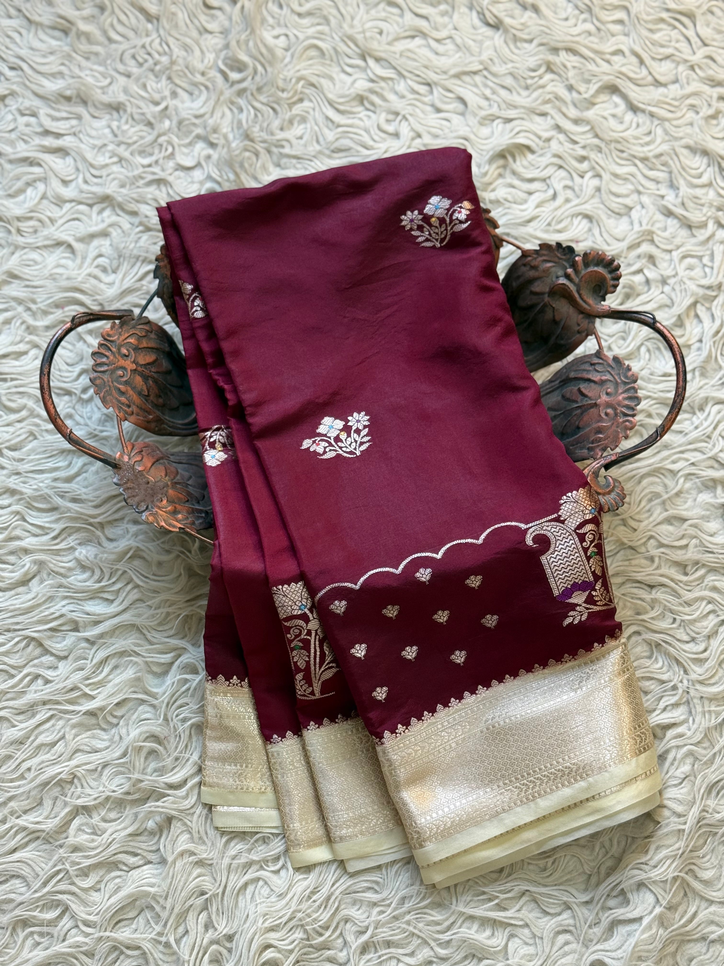 Butter Silk Banarasi Saree with minakari buti and border