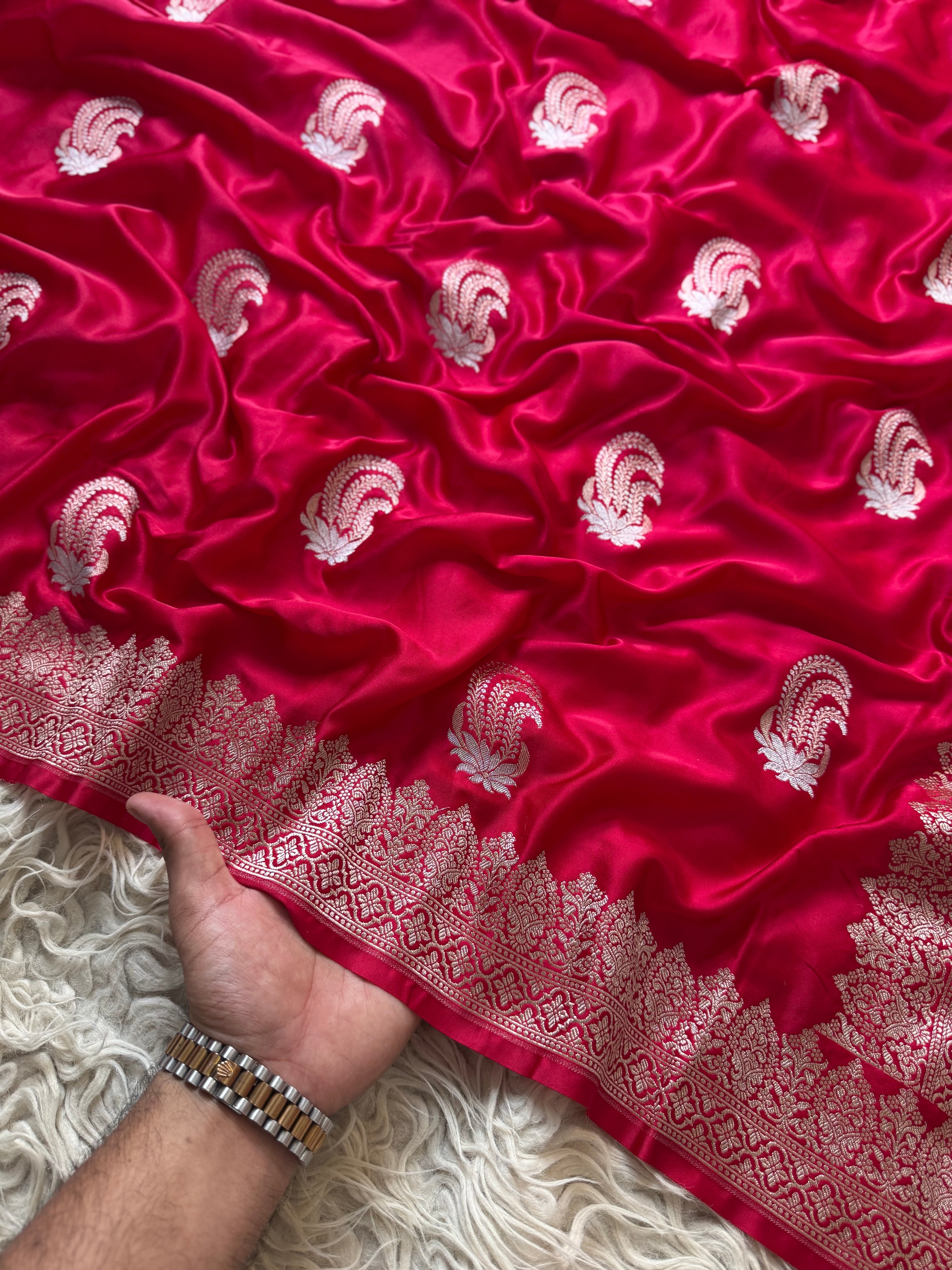 Banarasi Mashru Silk Saree All Over Alfi Meena Buta