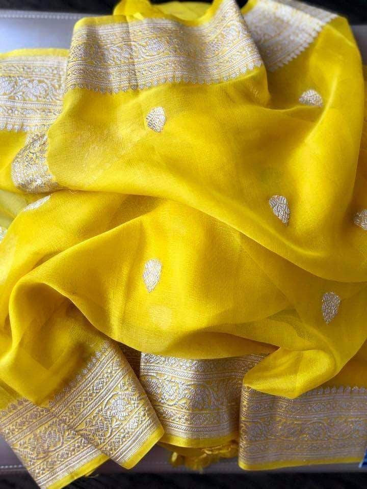 Pure khaddi chiffon silk kaduwa handwoven Banarasi saree