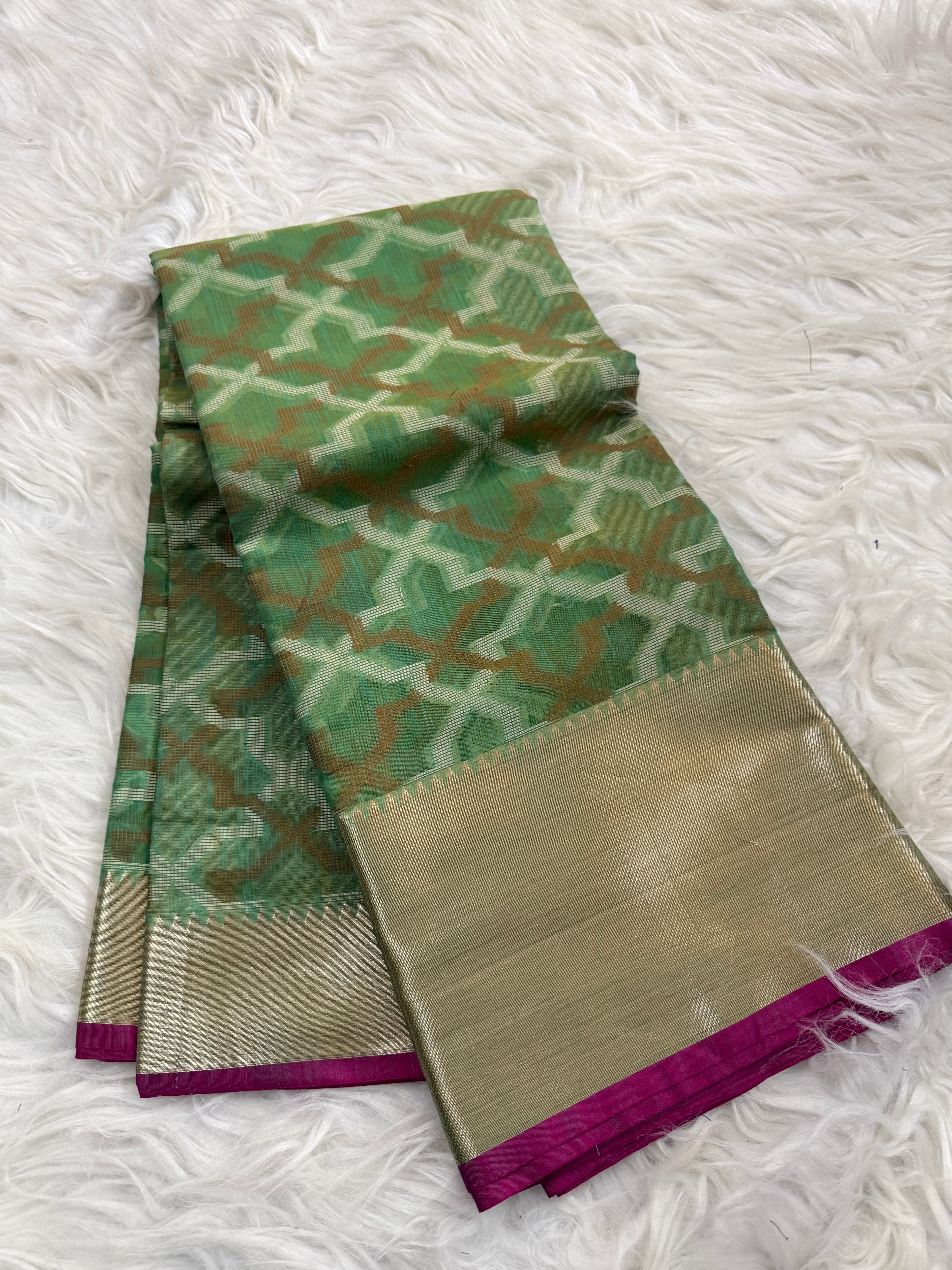 Multi colour Buta Linen Saree